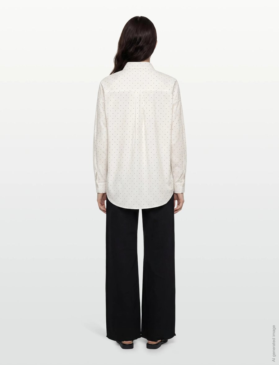 Coster Copenhagen - Shirt with dots -Boxy - langärmlige hemden - sand / white dot - 4