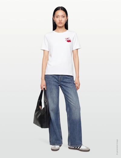 Coster Copenhagen MINI CHERRY t-shirt - T-krekli - WHITE / white