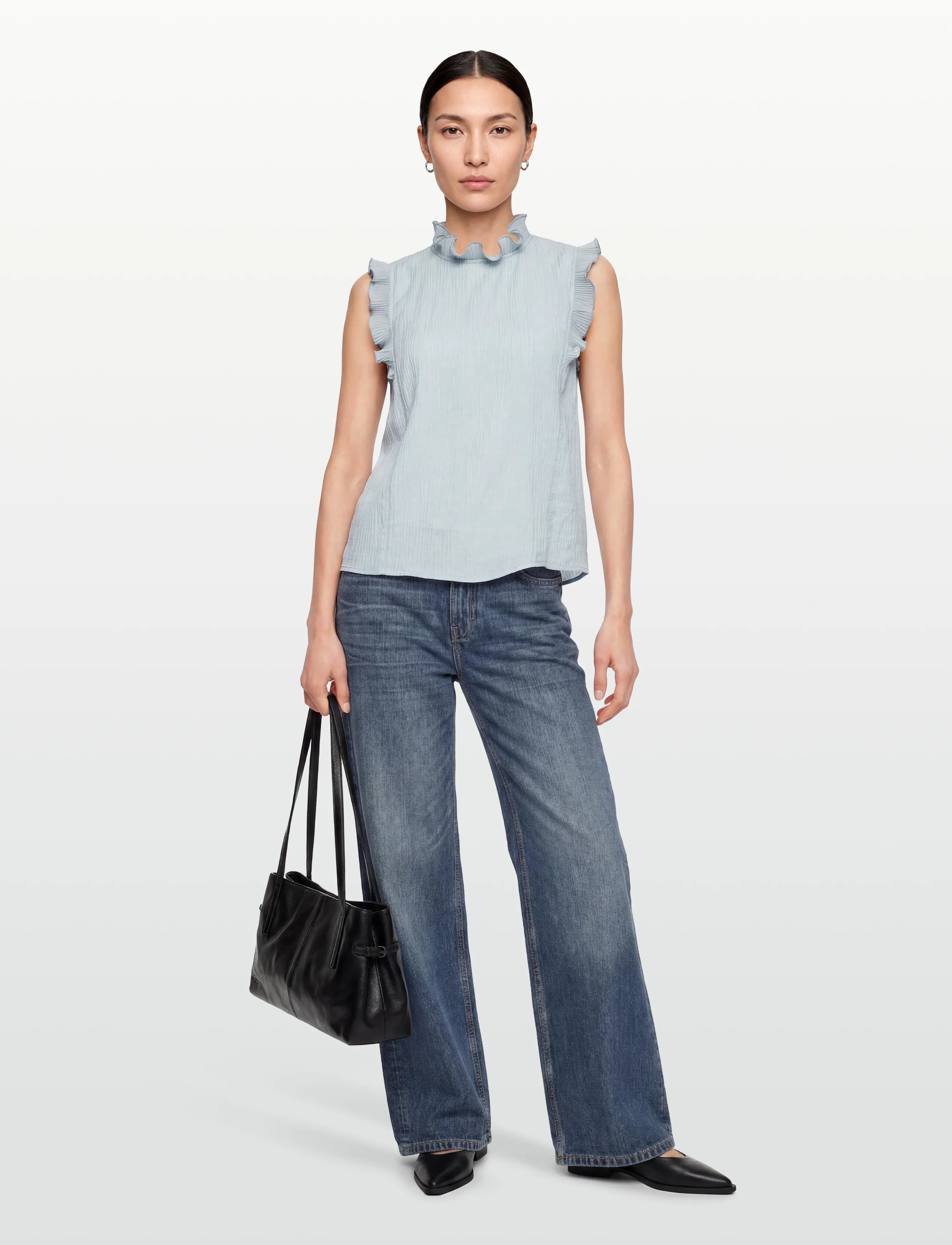 Coster Copenhagen Top with ruffles - Blússur & Skyrtur - BRIGHT BLUE / blue