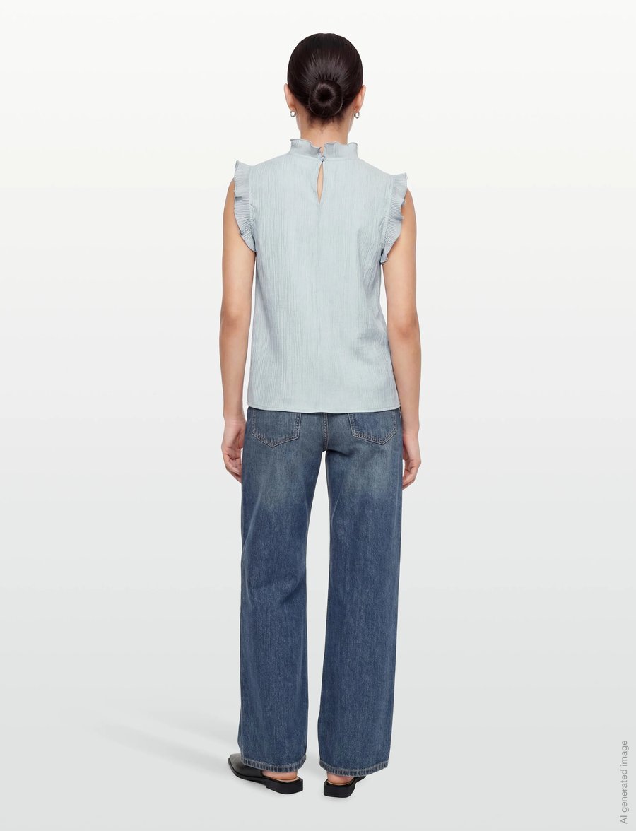 Coster Copenhagen - Top with ruffles - blouses zonder mouwen - bright blue - 4