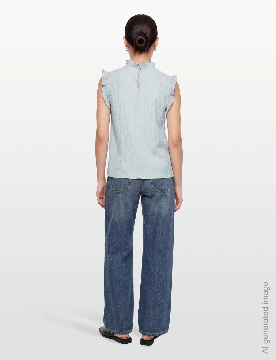 Coster Copenhagen - Top with ruffles - blouses zonder mouwen - bright blue - 4