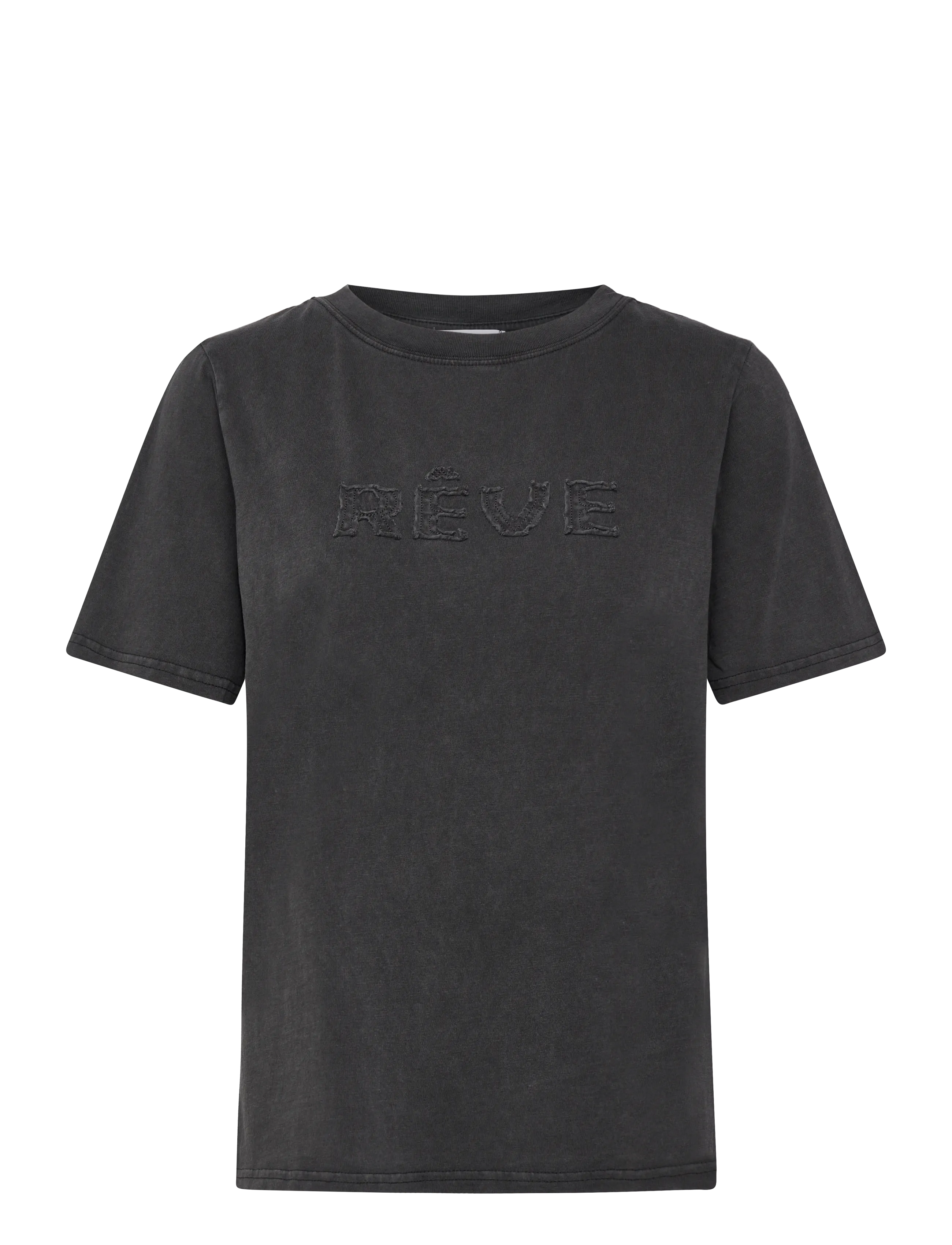 Coster Copenhagen REVE washed t-shirt - Mid sleeve - Riided - WASHED GREY / black