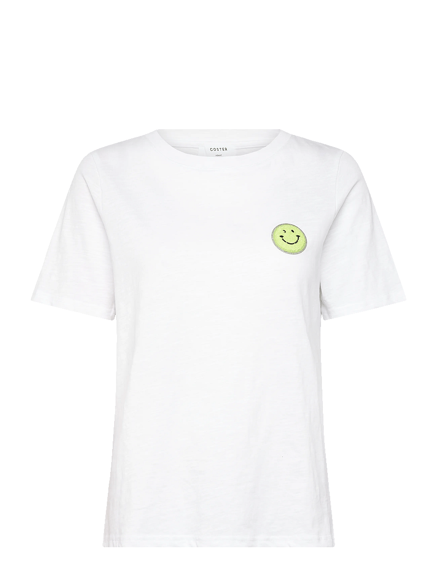Coster Copenhagen - CC SMILE t-shirt - Mid sleeve - t-shirts - white - 200 (green smiley) - 1