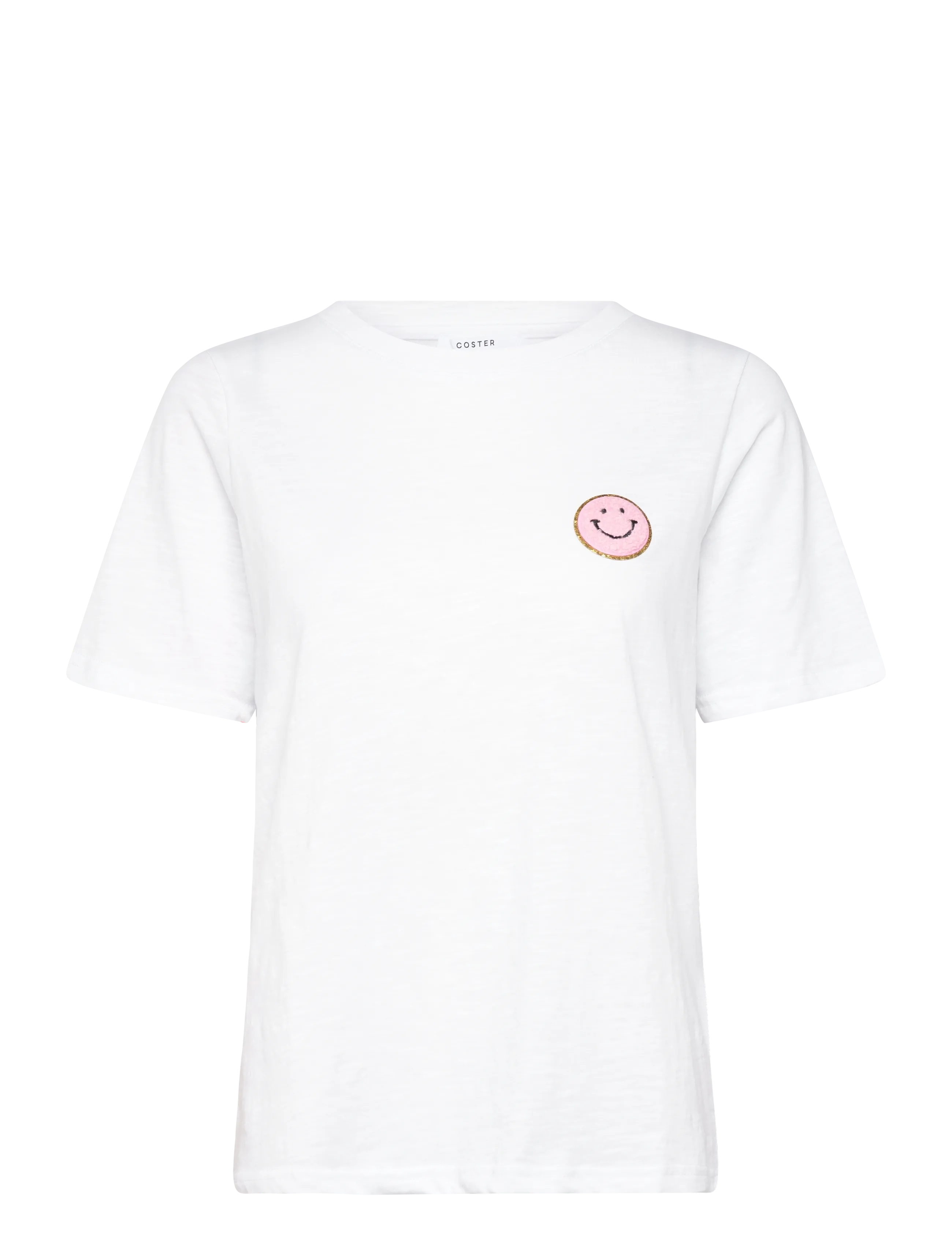 Coster Copenhagen CC SMILE t-shirt - Mid sleeve - Coster Copenhagen - WHITE - 200 (PINK SMILEY) / white