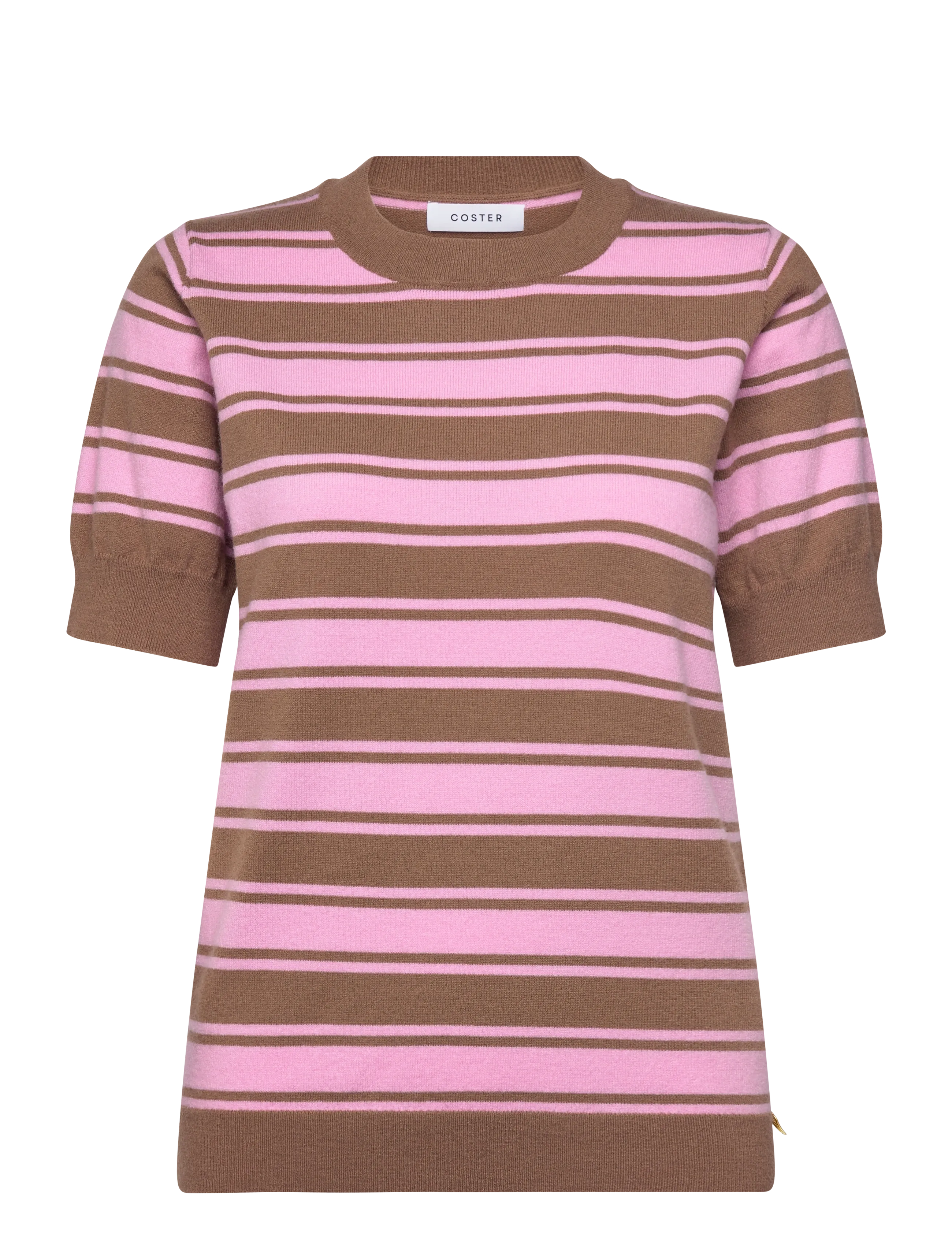 Coster Copenhagen Blouse in jaquard knit - Bluser - MOCCA / LIGHT PINK STRIPES / pink/rose