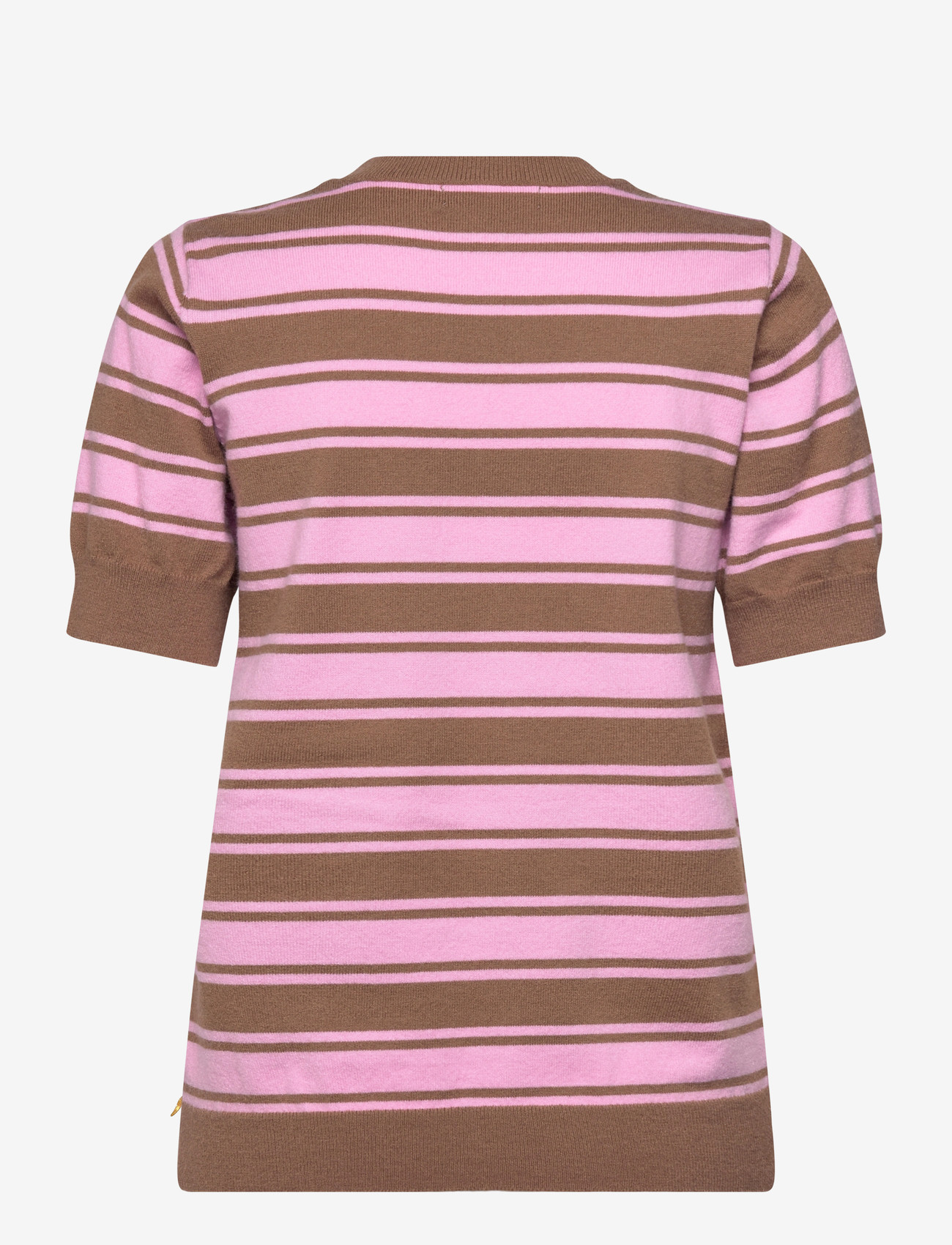 Coster Copenhagen - Blouse in jaquard knit - short-sleeved blouses - mocca / light pink stripes - 2
