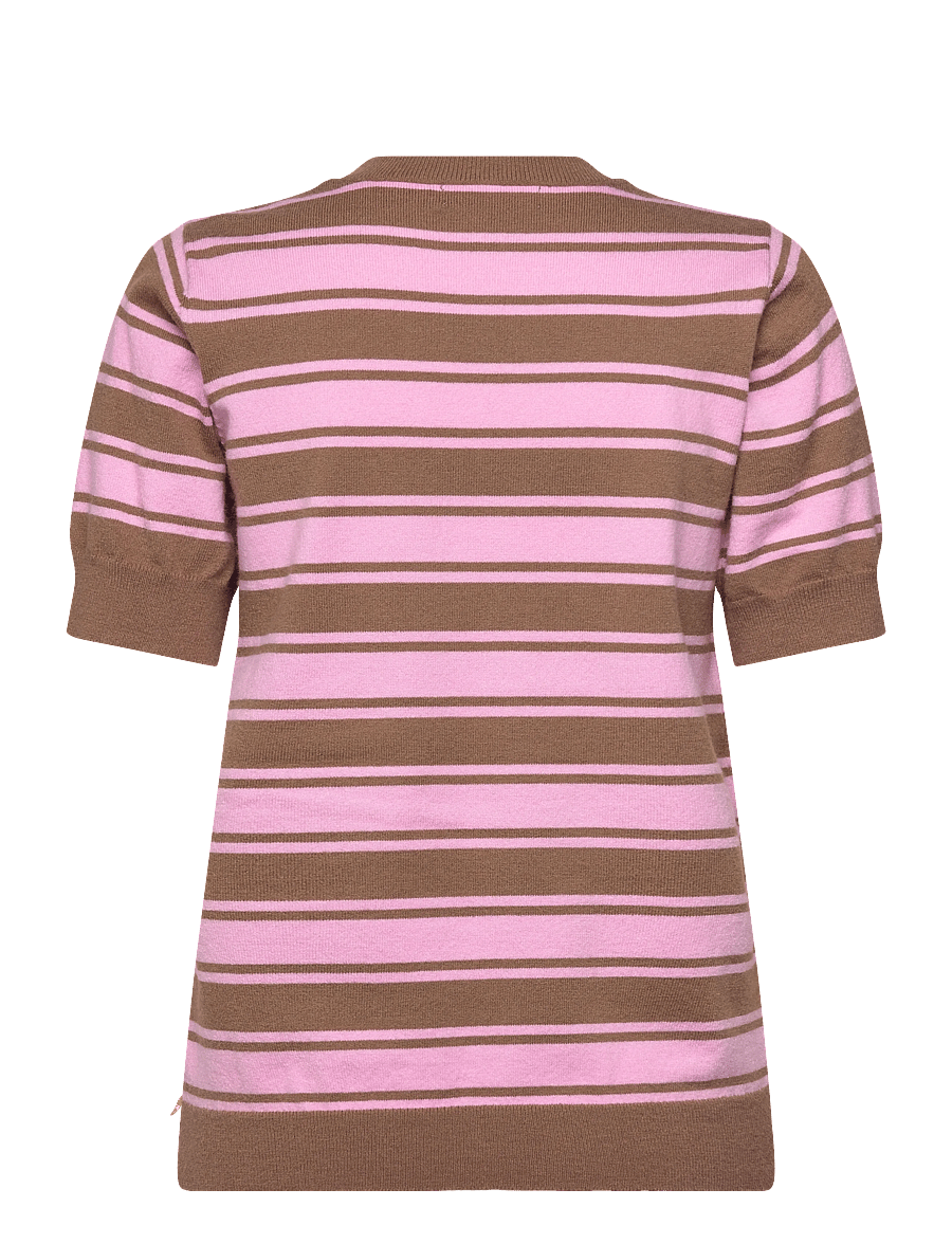 Coster Copenhagen - Blouse in jaquard knit - mocca / light pink stripes - 2
