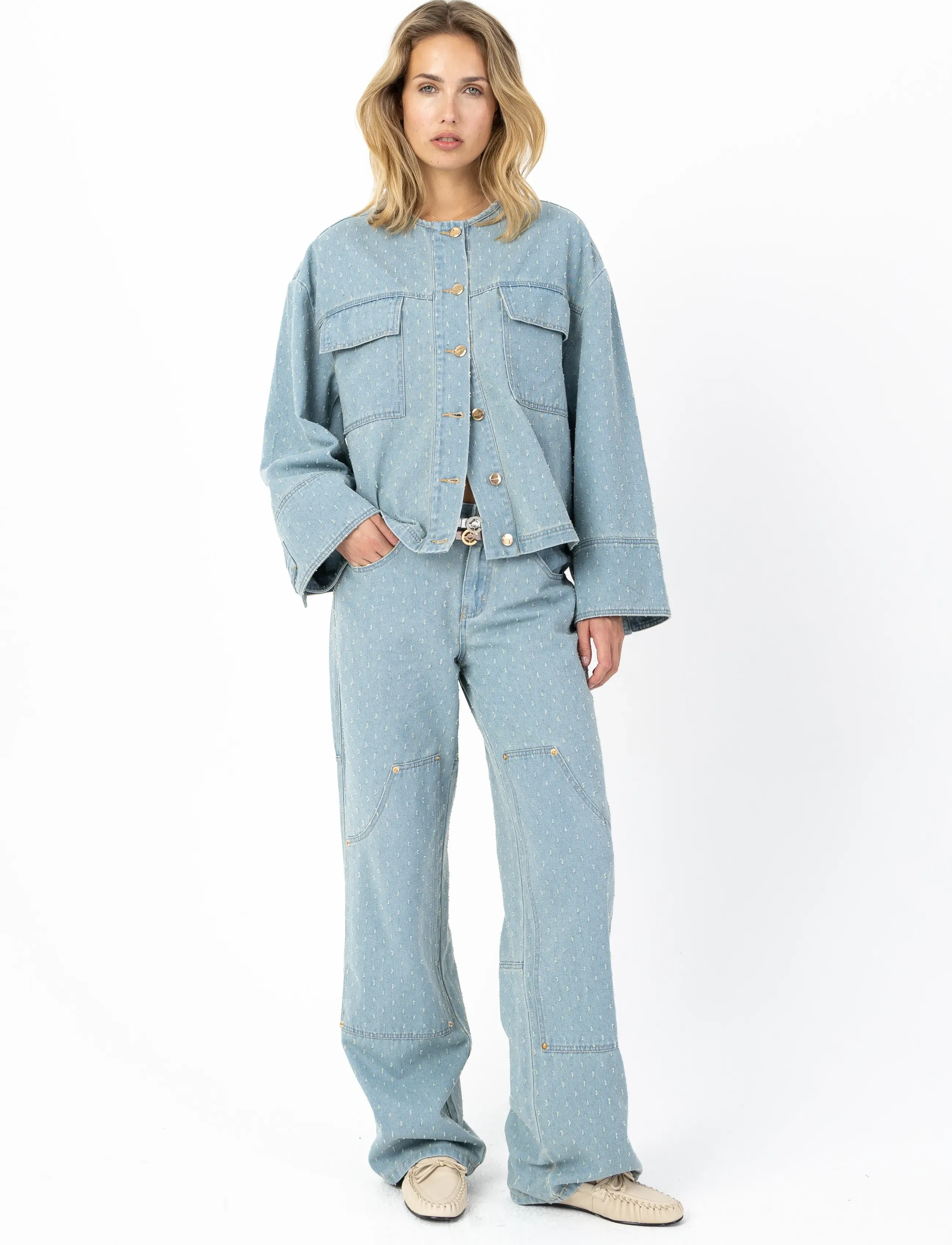 Coster Copenhagen Jeans in dot denim - Petra fit - Kläder - DOT DENIM / blue