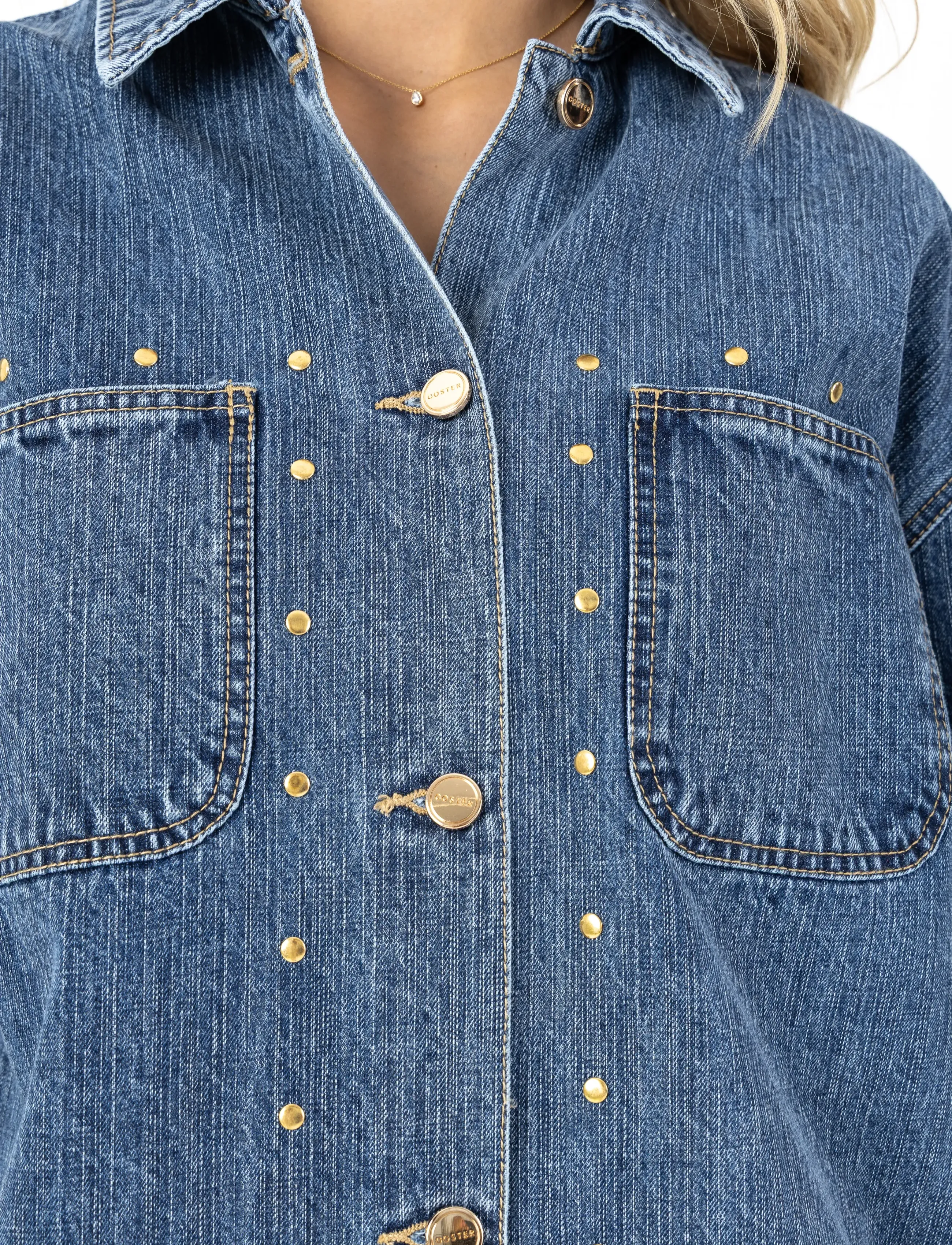 Coster Copenhagen - Denim tunika with eyelets - hemdkleider - light blue denim - 4