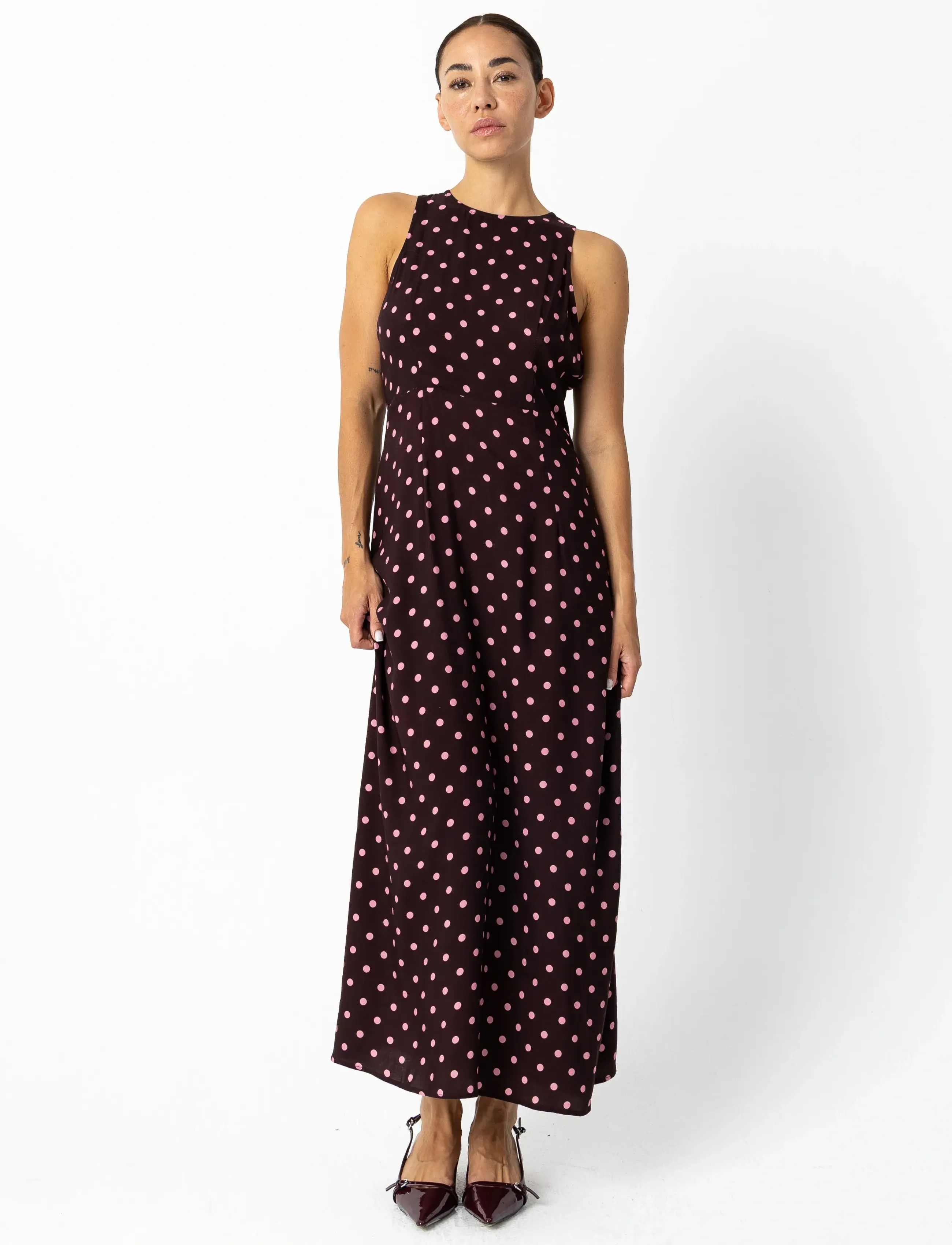 Coster Copenhagen Dress with dots - Mekot - DOT PRINT / brown