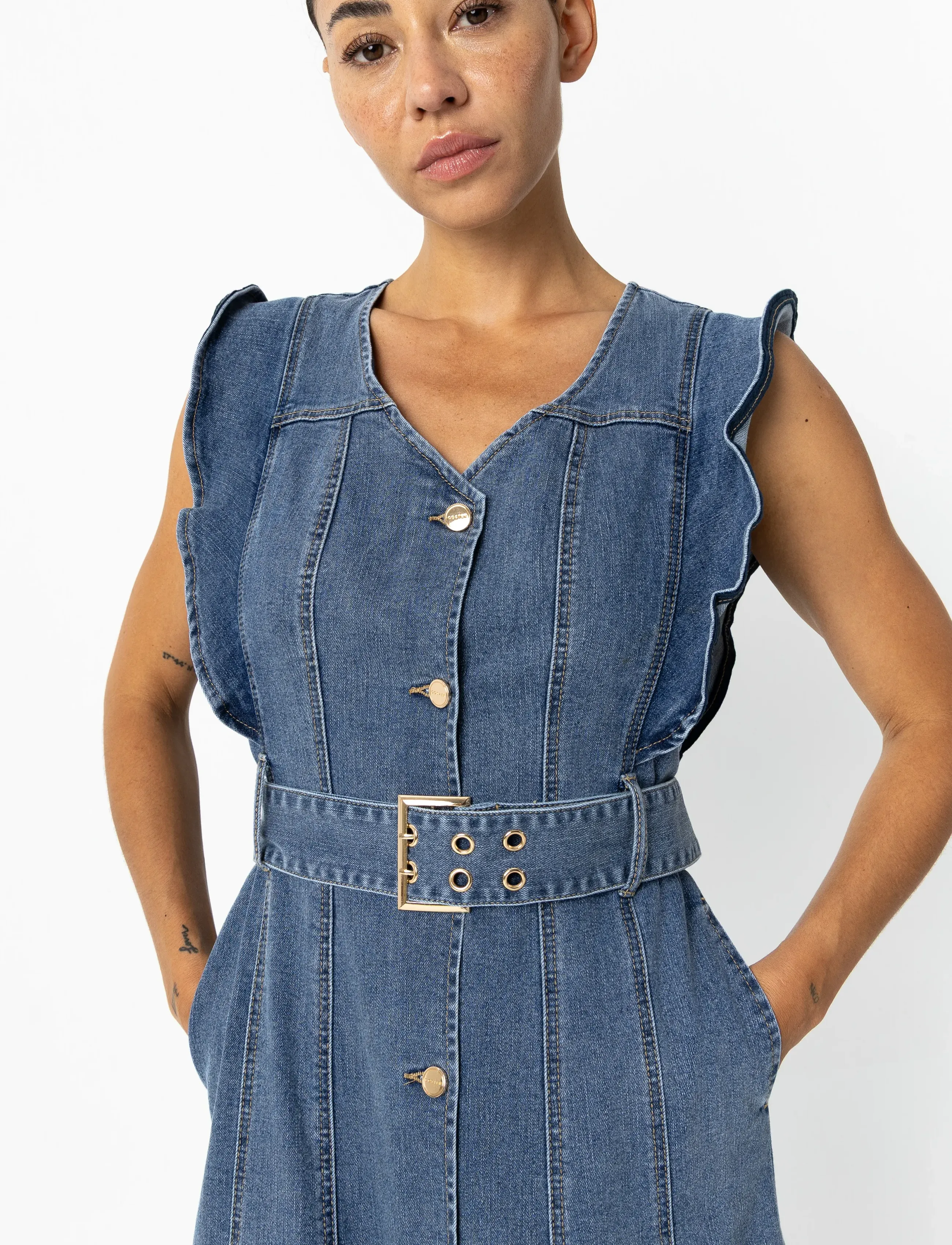 Coster Copenhagen - Denim dress - kjólar úr gallaefni - light blue denim - 5