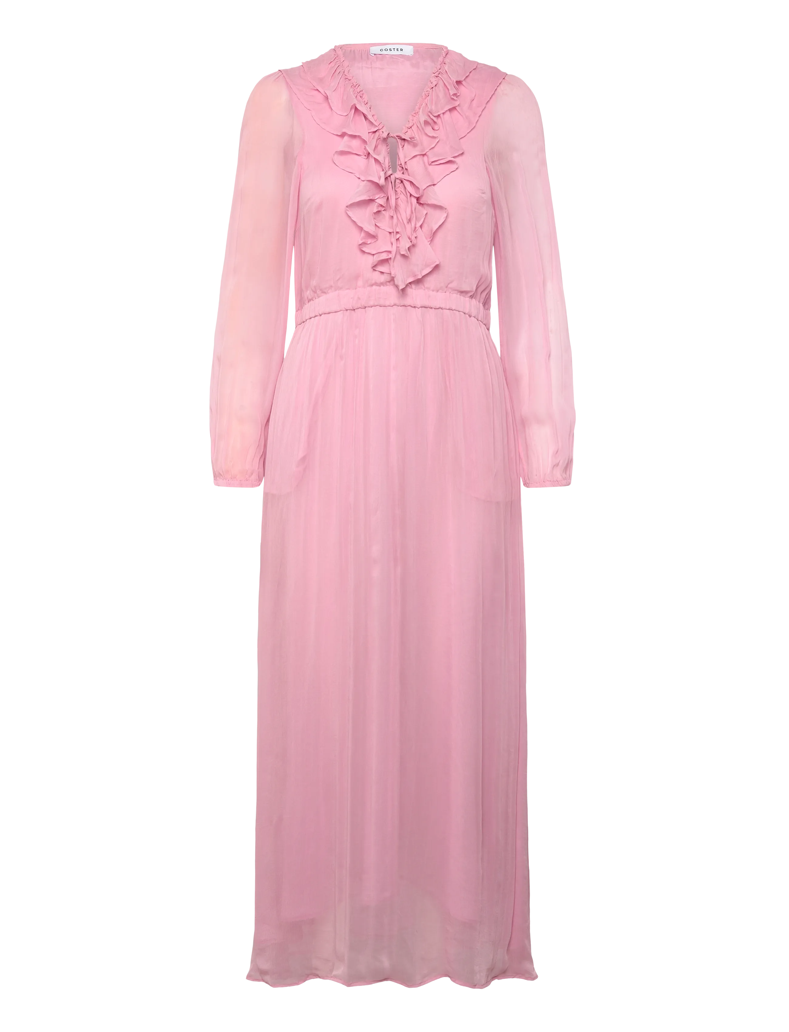 Coster Copenhagen - Long ruffle dress - maxi dresses - bon bon pink - 0