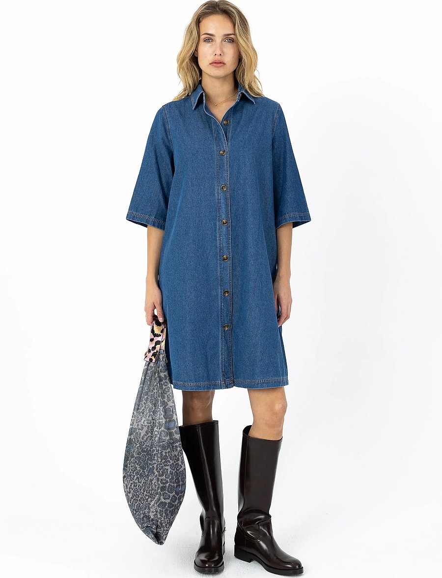 Coster Copenhagen - ELLIS denim dress - skjortekjoler - denim blue - 0