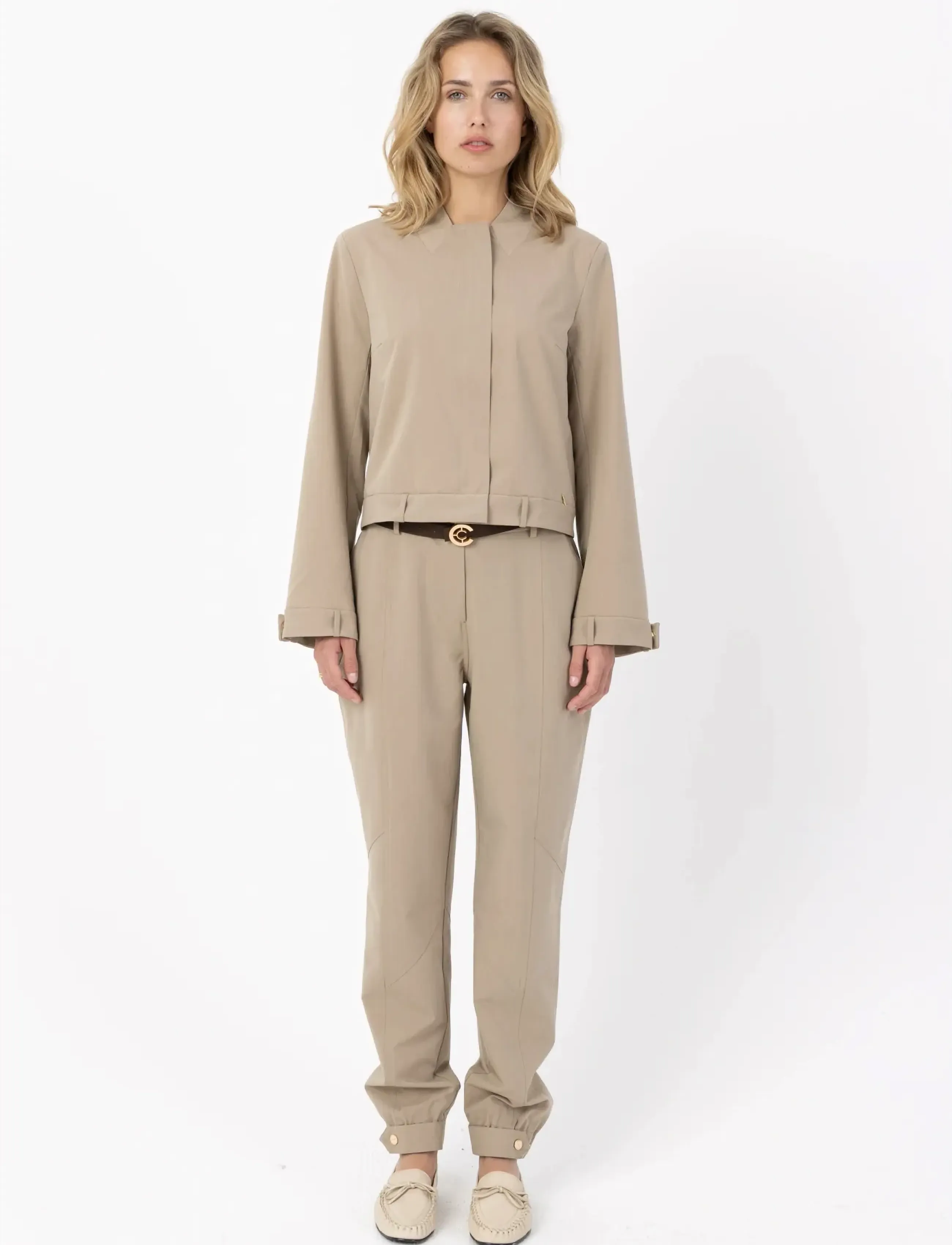 Coster Copenhagen Short trench jacket - Riided - SAND OLIVE / beige