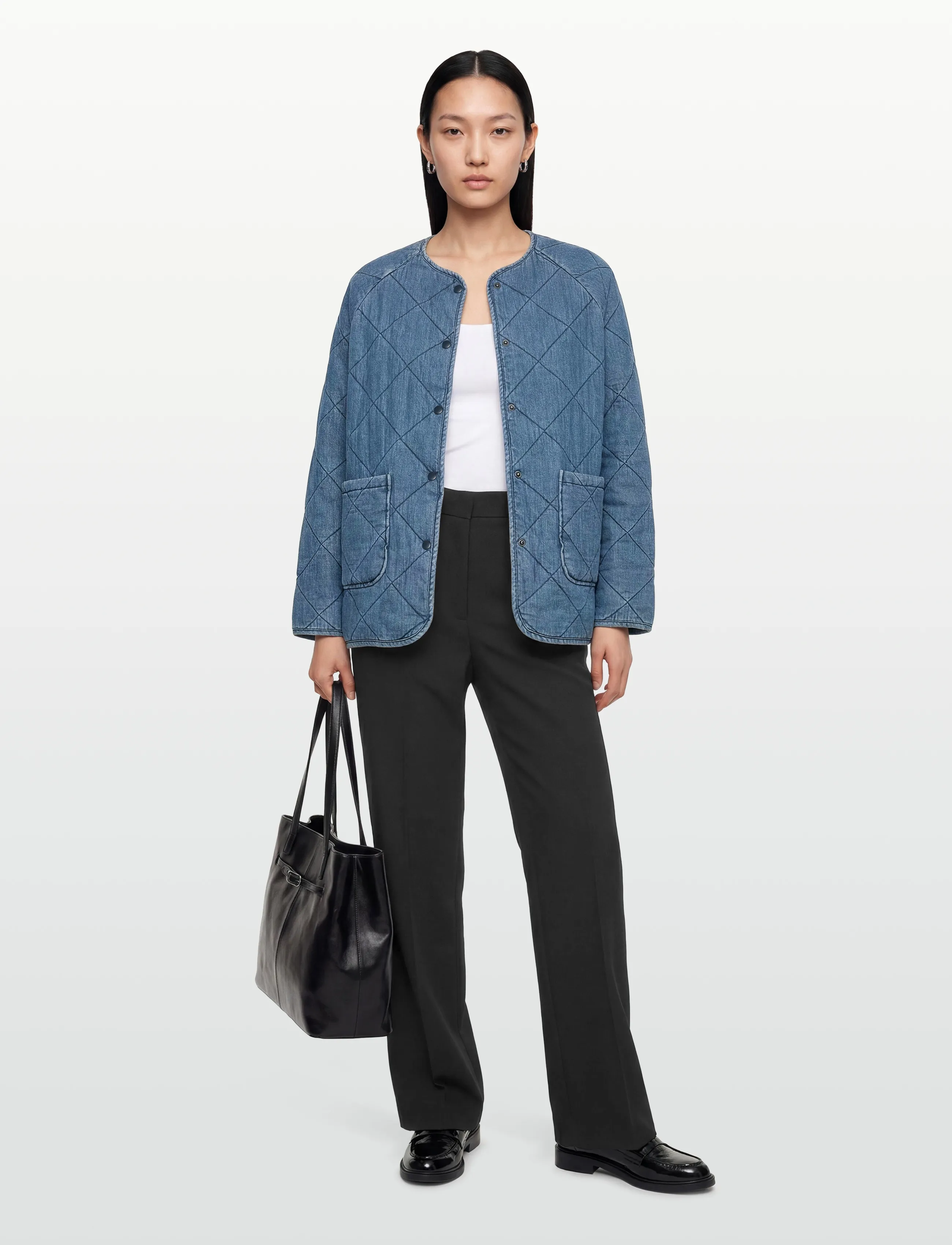 Coster Copenhagen Quilt loose jacket - Riided - LIGHT BLUE DENIM / blue