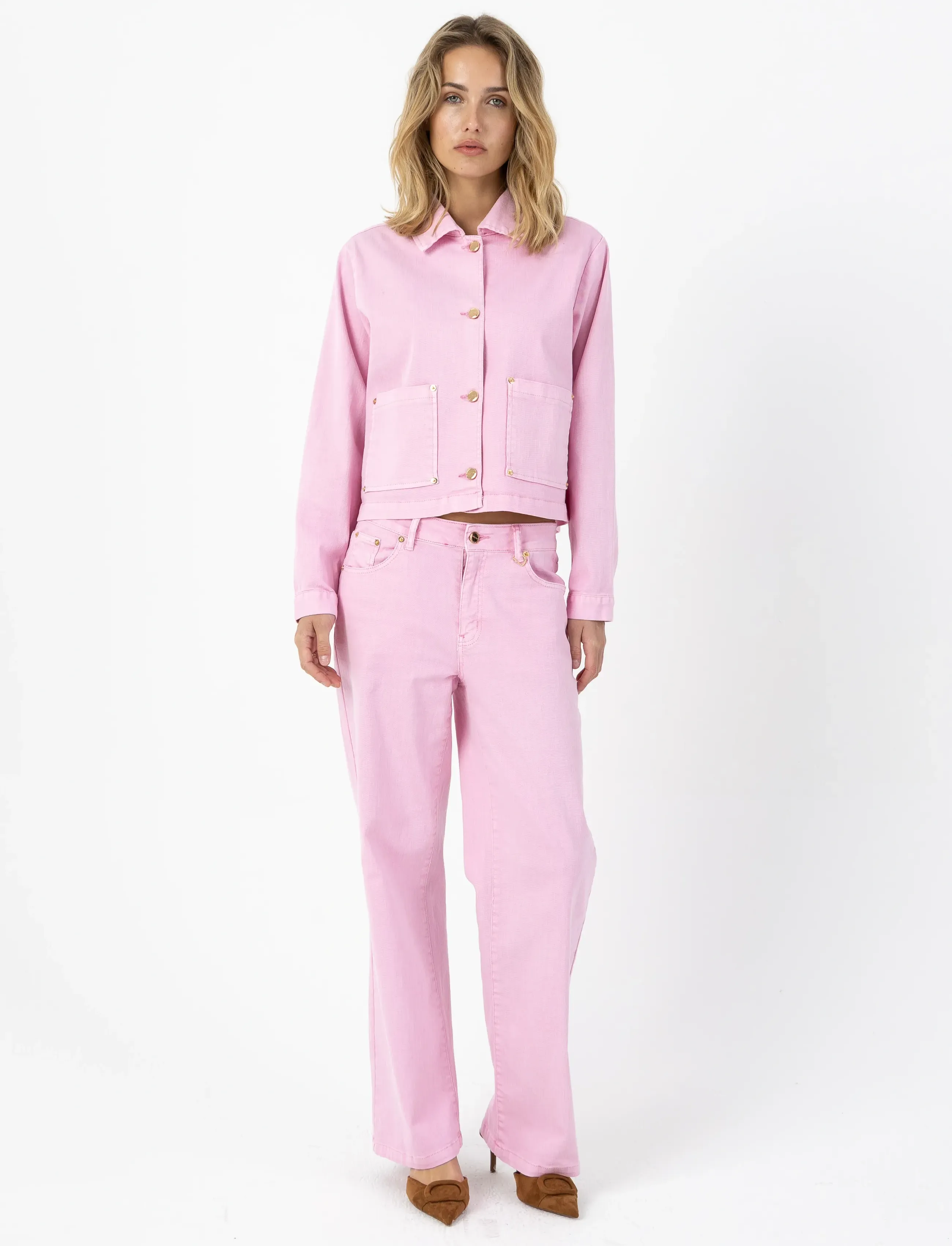 Coster Copenhagen - Jacket in pink denim - frühlingsjacken - bon bon pink - 2