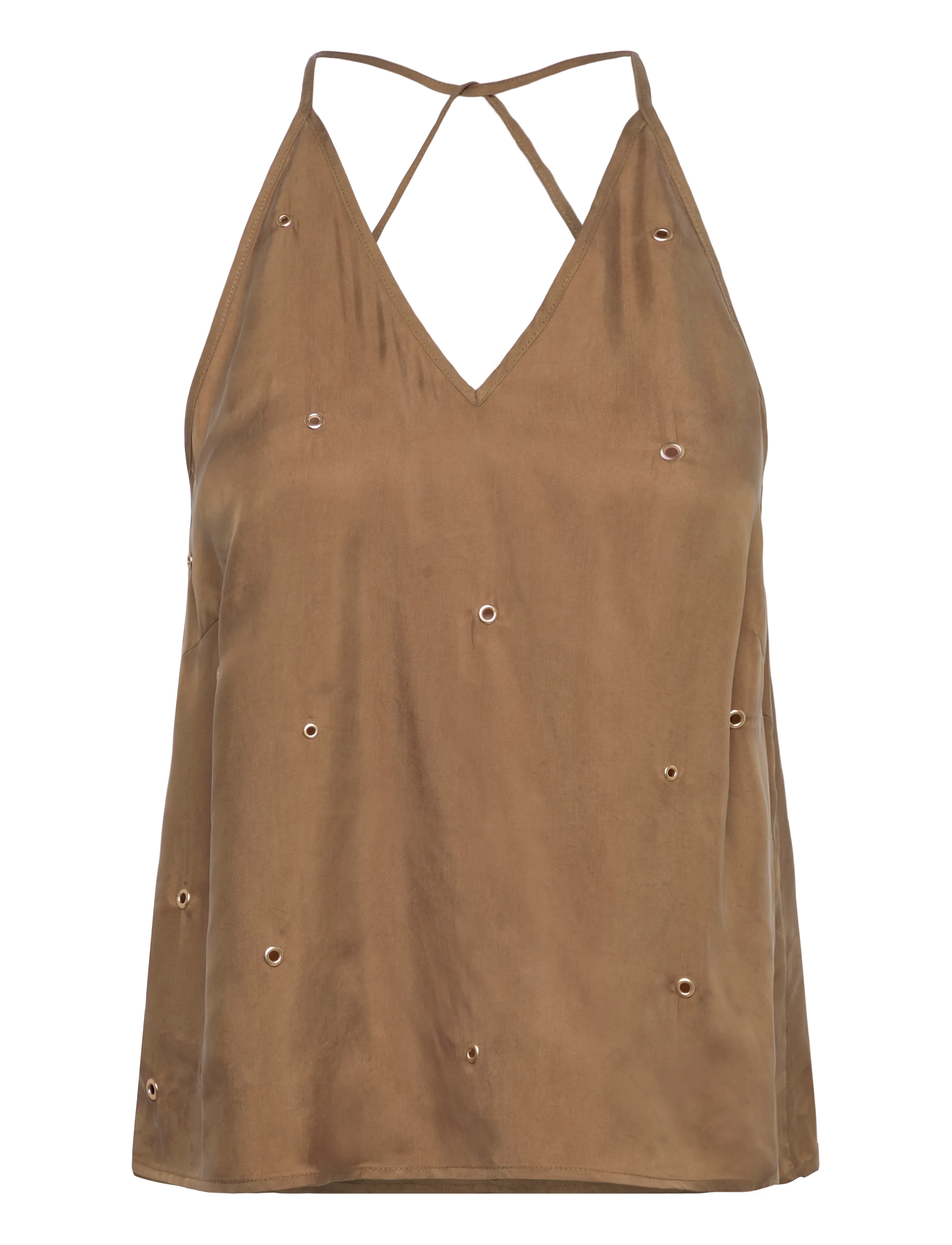 Coster Copenhagen Top with eyelets - New arrivals - GOLDEN LATTE / brown