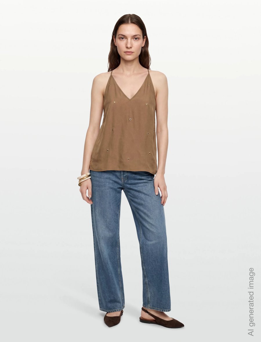 Coster Copenhagen - Top with eyelets - Ærmeløse bluser - golden latte - 0