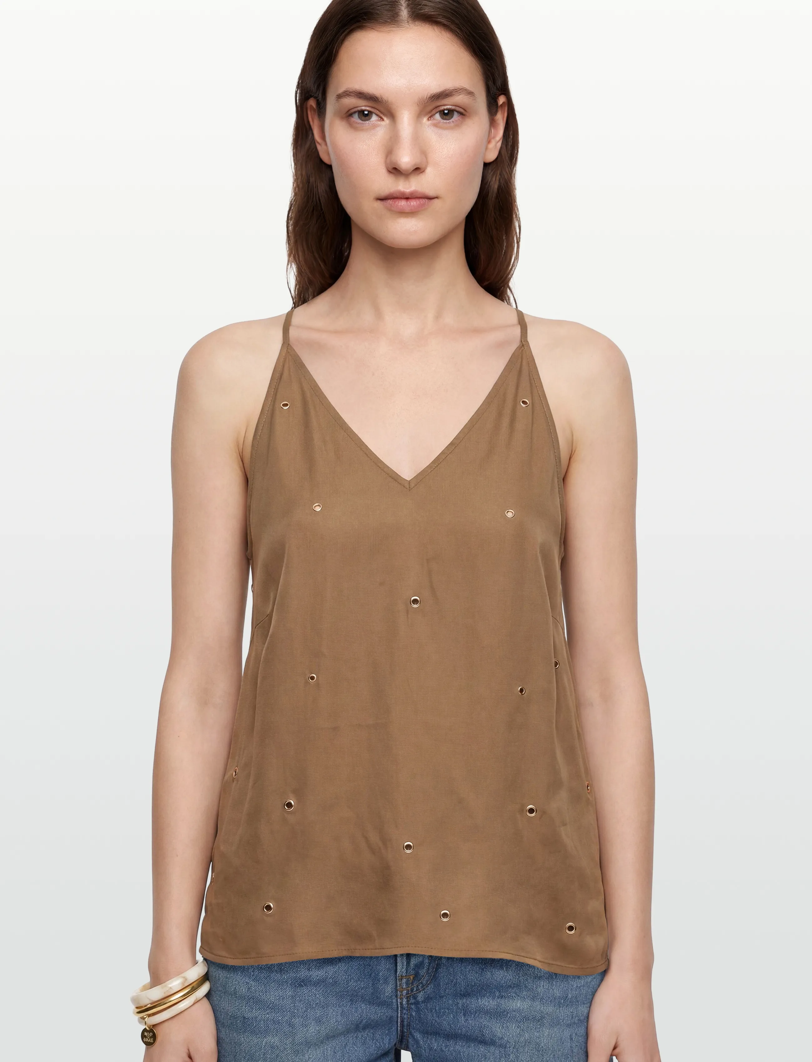 Coster Copenhagen - Top with eyelets - Ærmeløse bluser - golden latte - 3