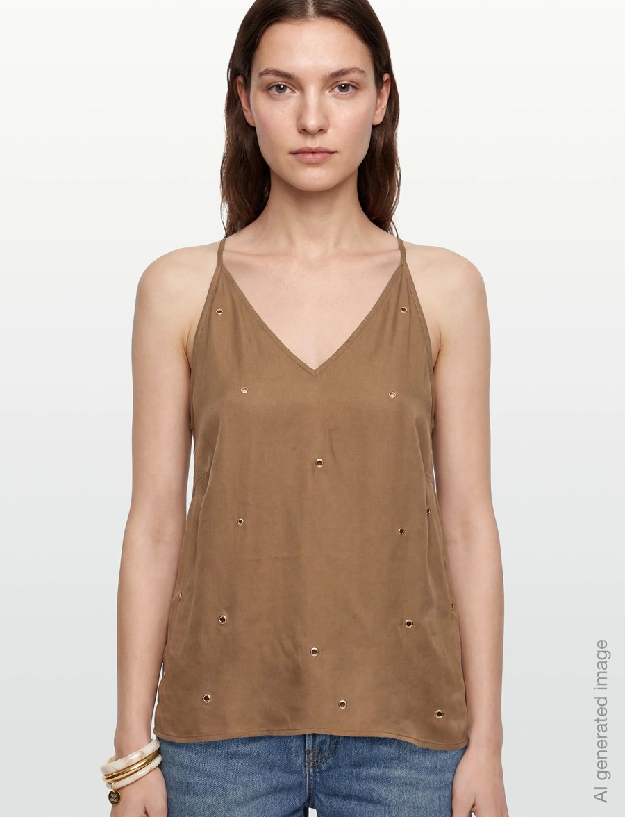 Coster Copenhagen - Top with eyelets - Ærmeløse bluser - golden latte - 3