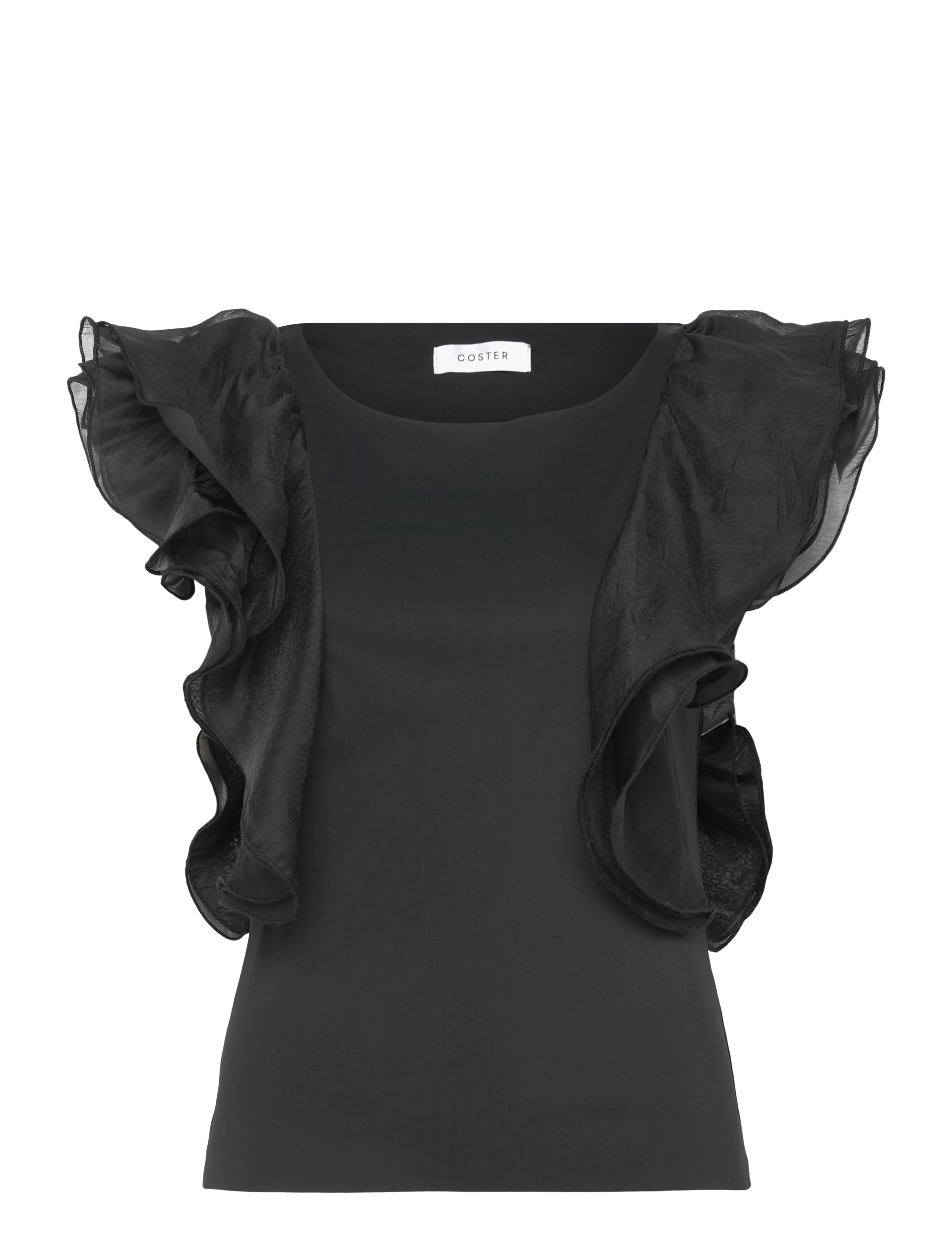 Coster Copenhagen Top with ruffle sleeves - Blusen - BLACK / black