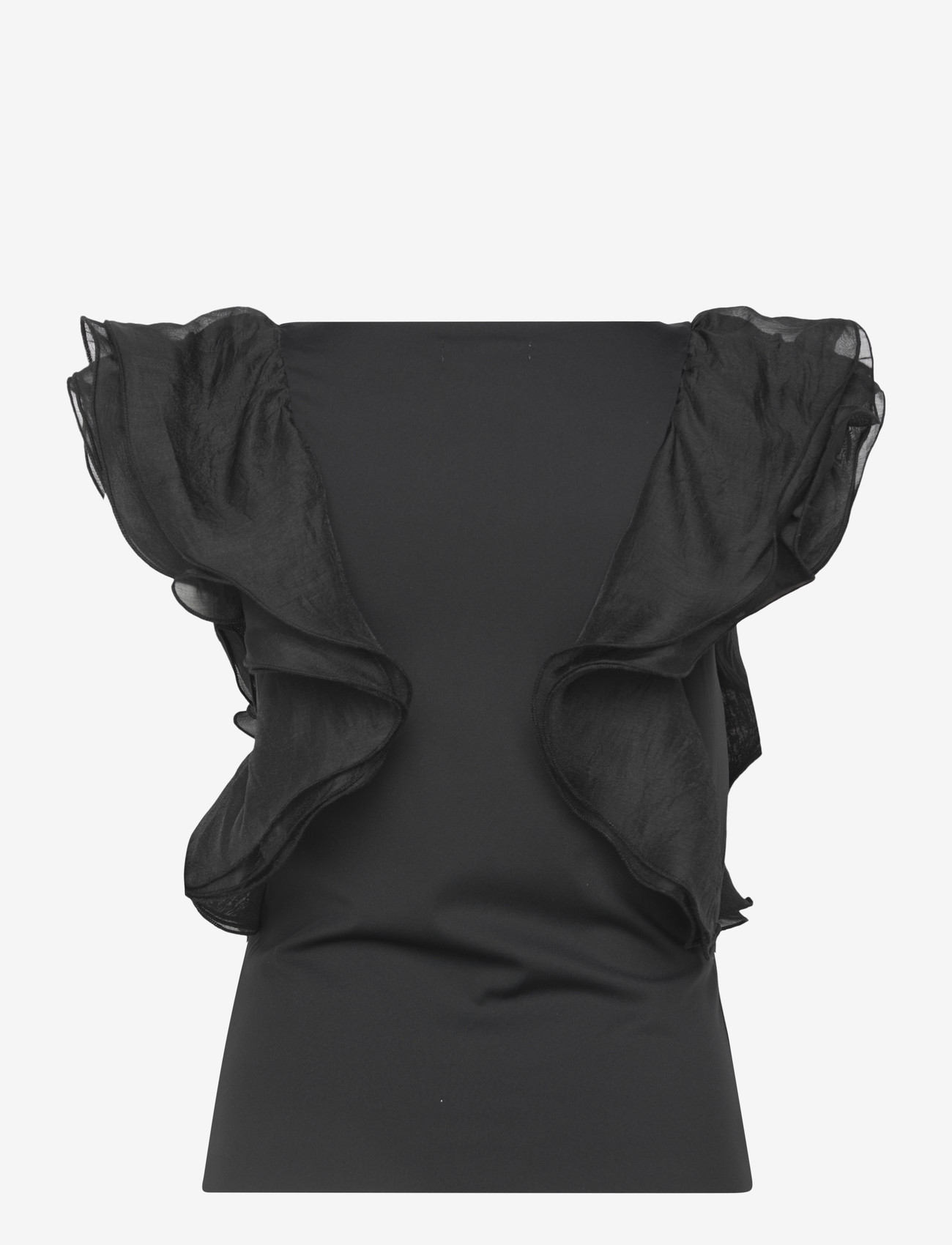 Coster Copenhagen - Top with ruffle sleeves - kurzämlige blusen - black - 2