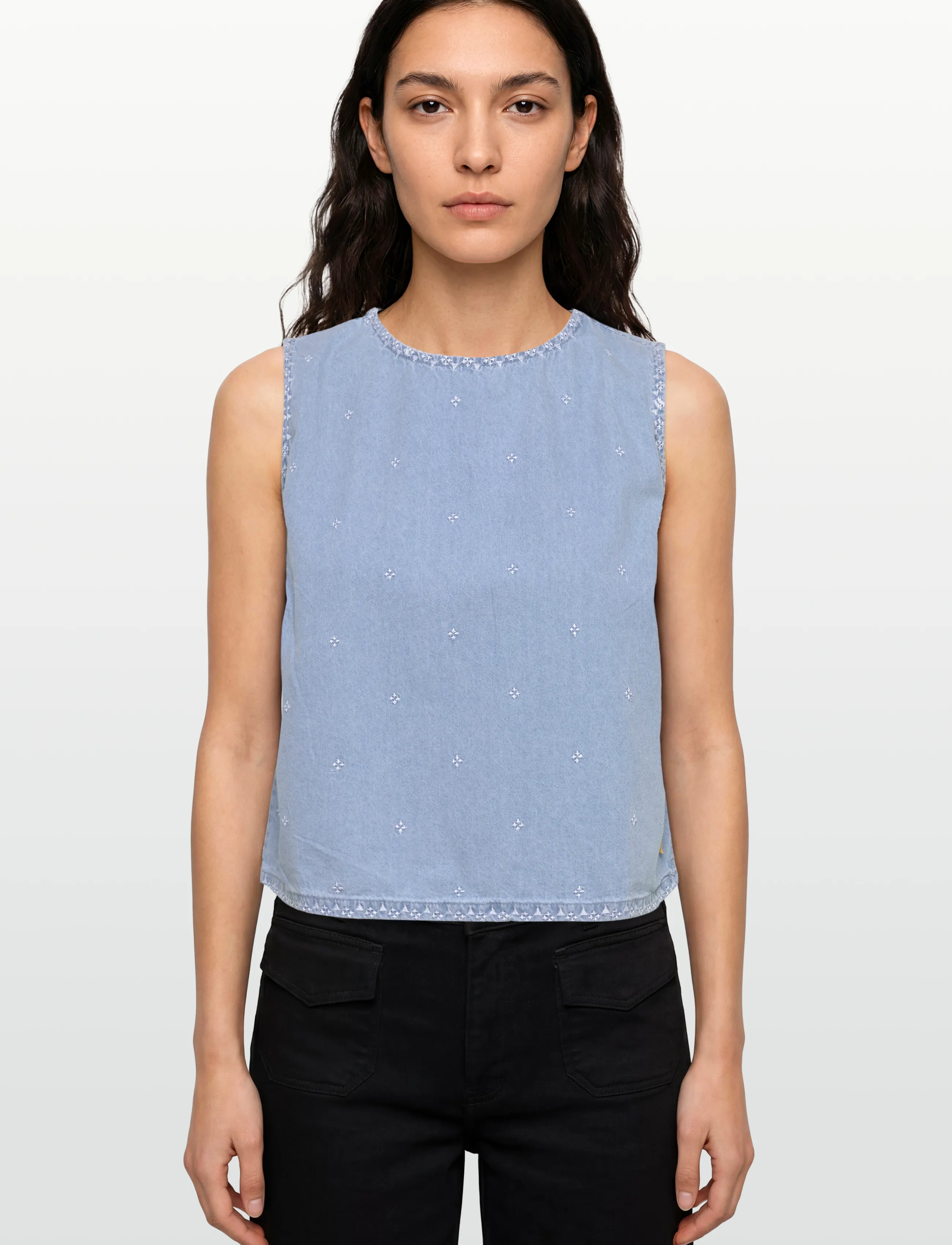 Coster Copenhagen - Denim shirt with embroidery - denimskjorter - light blue denim - 3