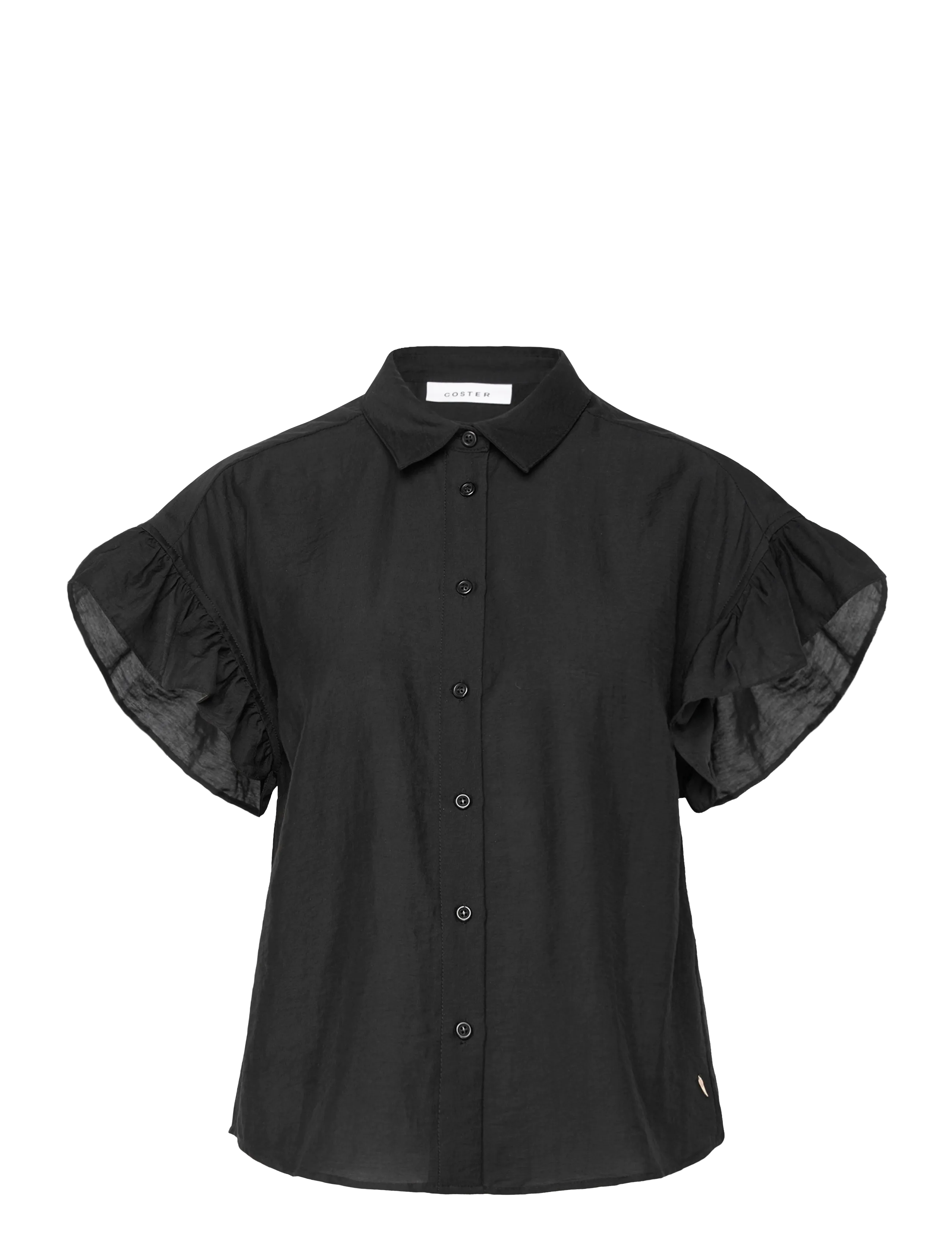 Coster Copenhagen Shirt With Ruffle Sleeves, 44, Black, Skjorter > Kortærmede, Dame