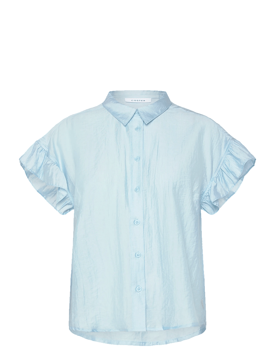 Coster Copenhagen - Shirt with ruffle sleeves - kortærmede skjorter - pastel blue - 1