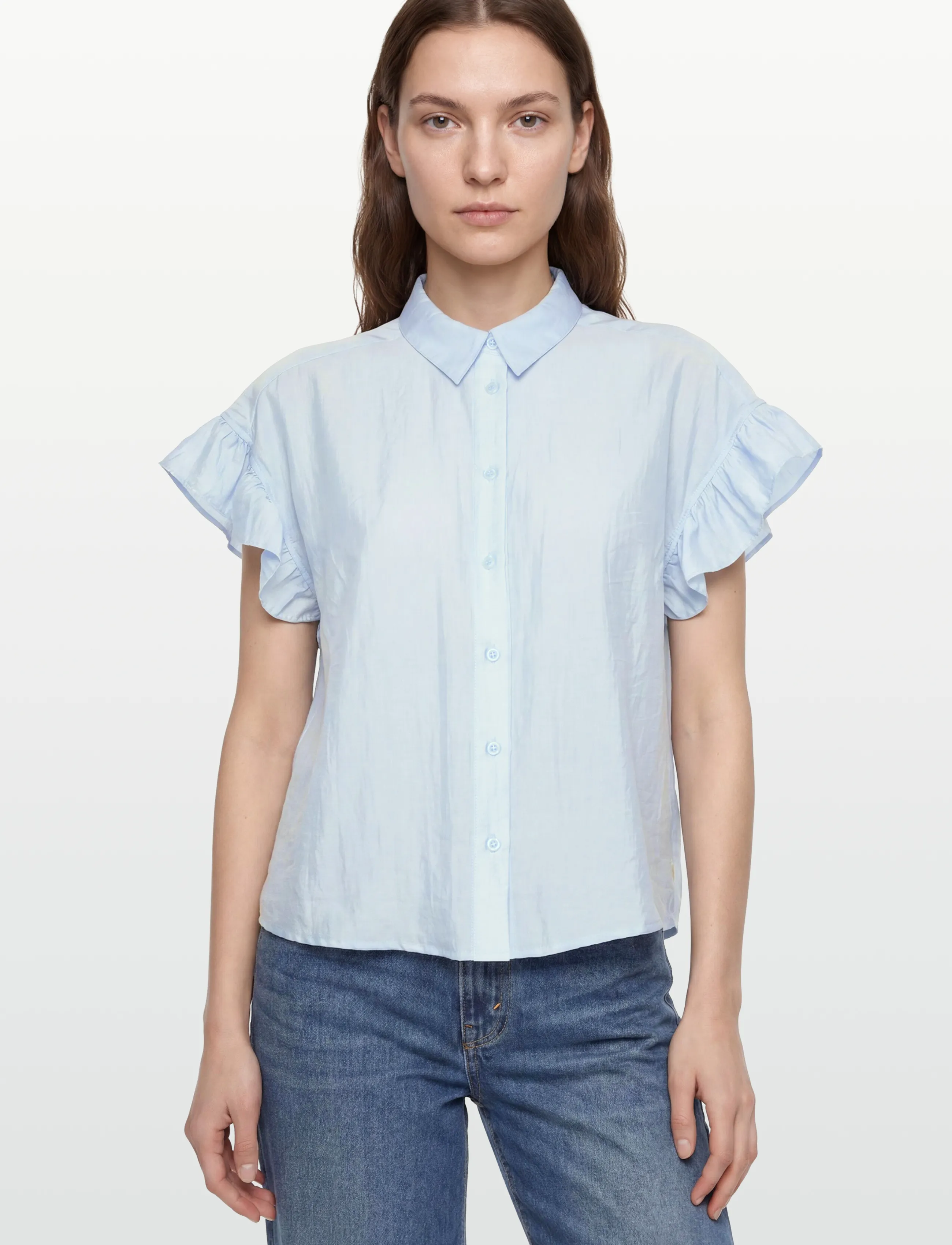 Coster Copenhagen - Shirt with ruffle sleeves - kortærmede skjorter - pastel blue - 3