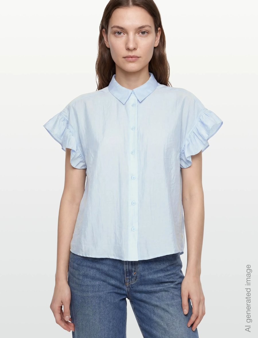 Coster Copenhagen - Shirt with ruffle sleeves - kortærmede skjorter - pastel blue - 3