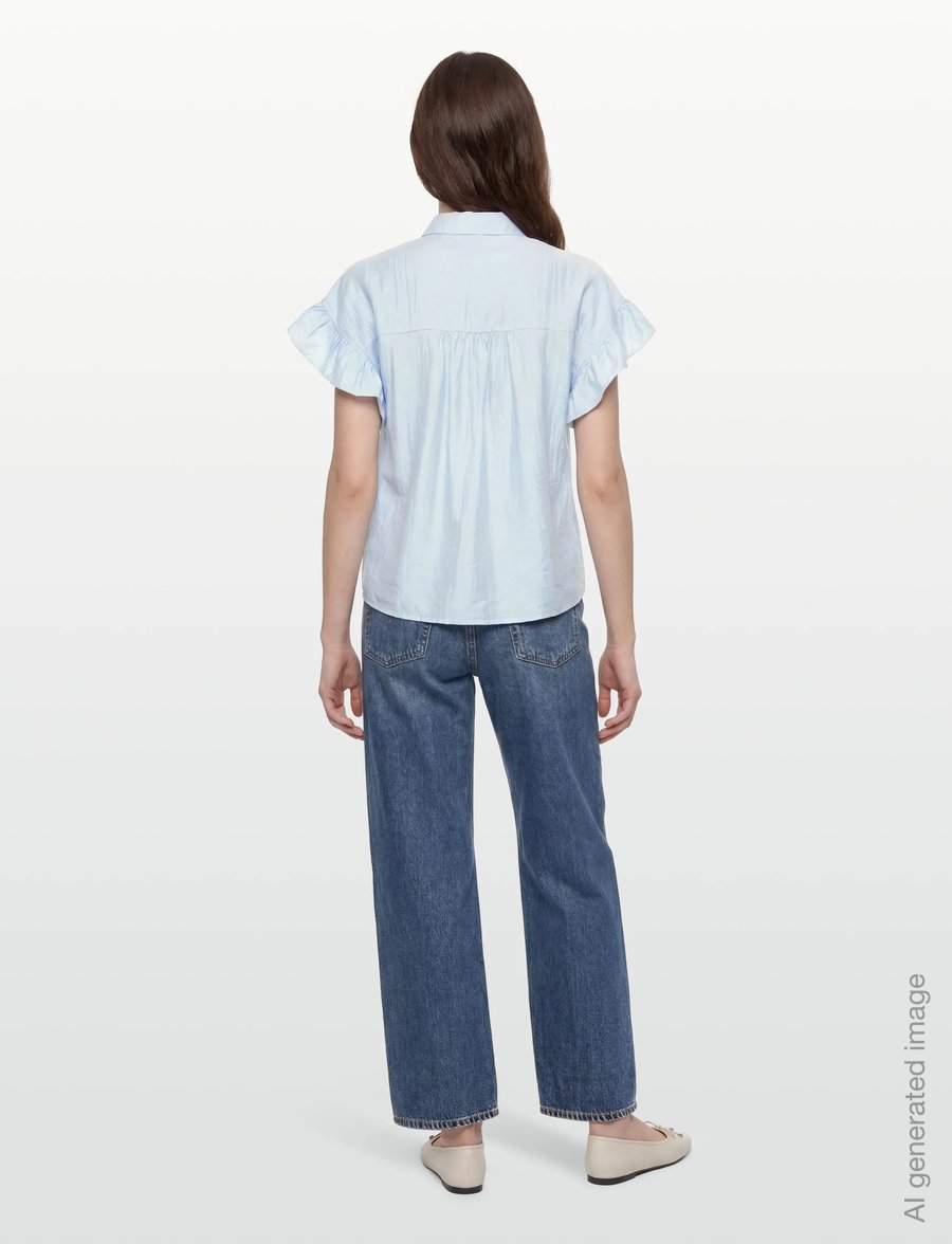 Coster Copenhagen - Shirt with ruffle sleeves - kortærmede skjorter - pastel blue - 4