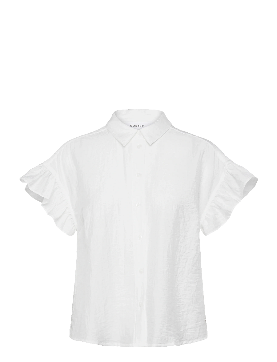Coster Copenhagen - Shirt with ruffle sleeves - chemises à manches courtes - white - 1