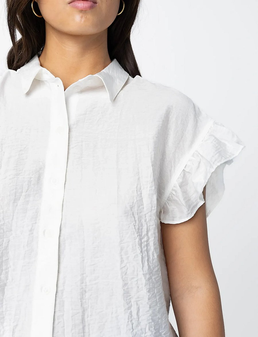 Coster Copenhagen - Shirt with ruffle sleeves - chemises à manches courtes - white - 4