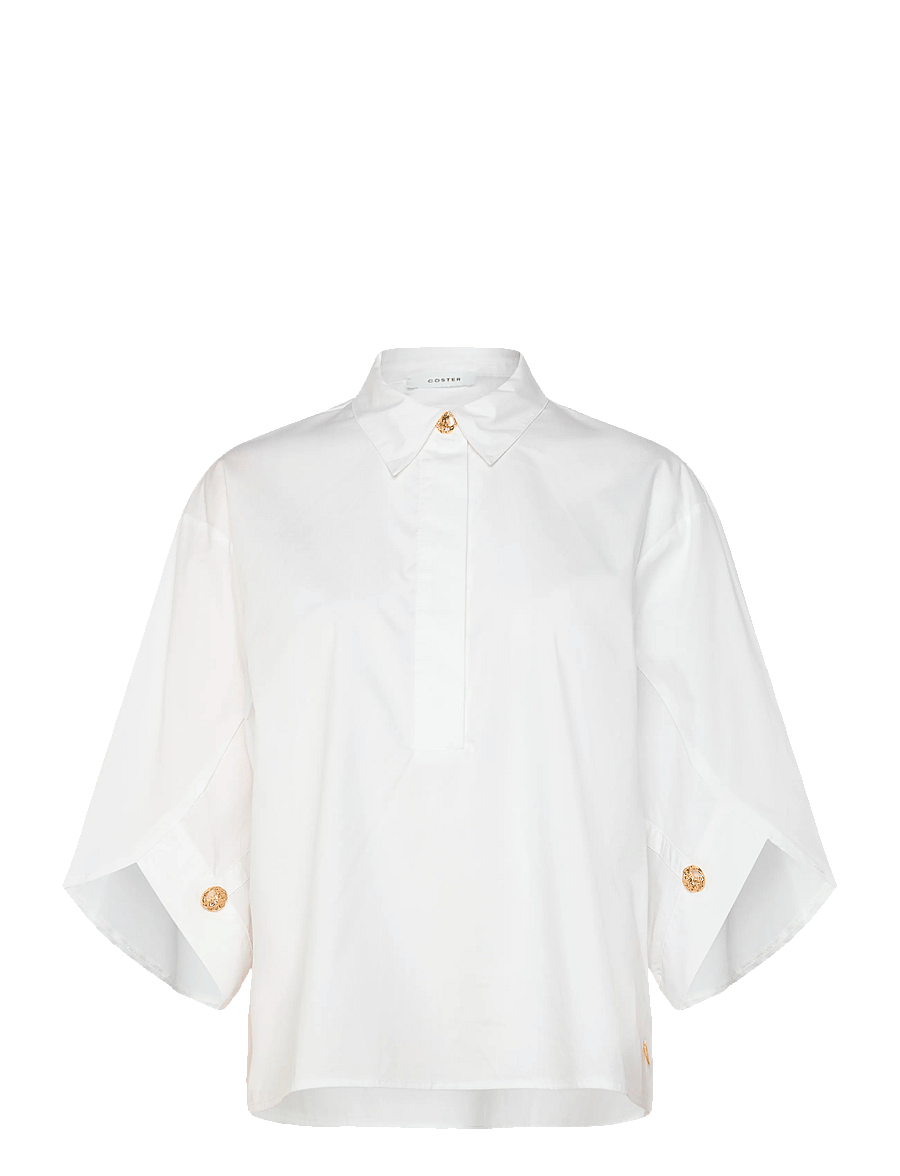 Coster Copenhagen - Shirt with button sleeves - krekli ar īsām piedurknēm - white - 1