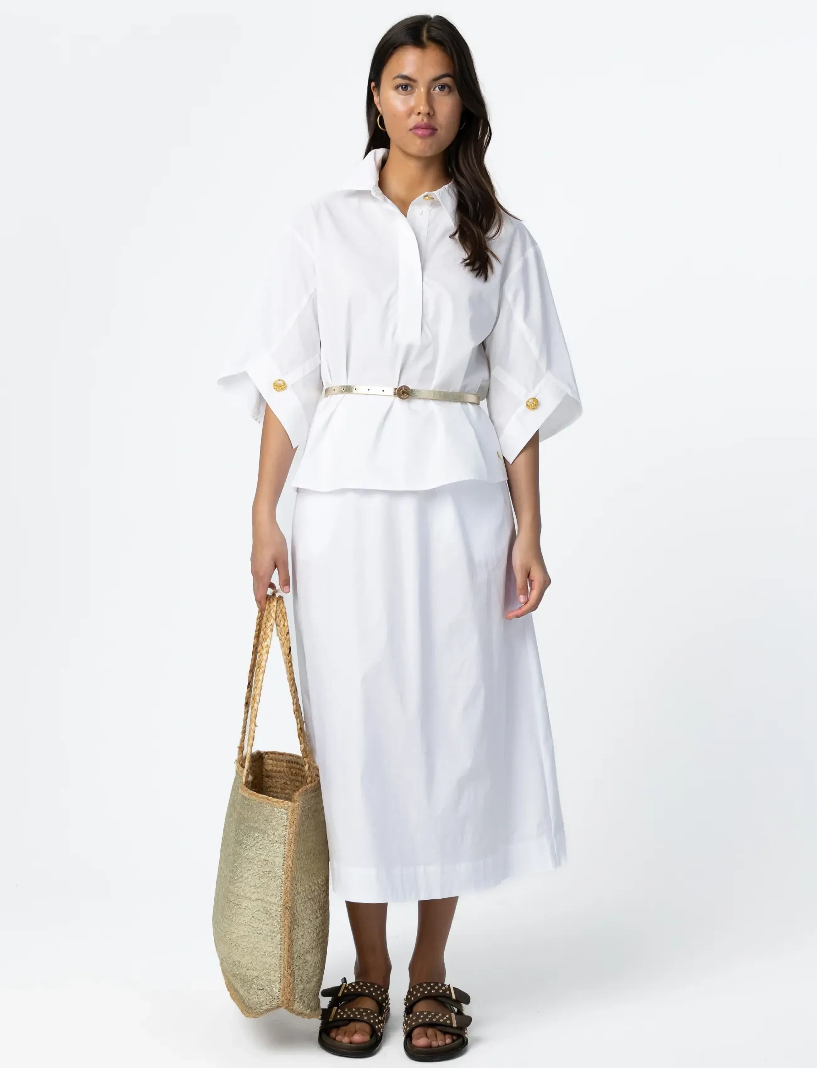 Coster Copenhagen Shirt With Button Sleeves, 36, White, Skjorter > Kortærmede, Dame