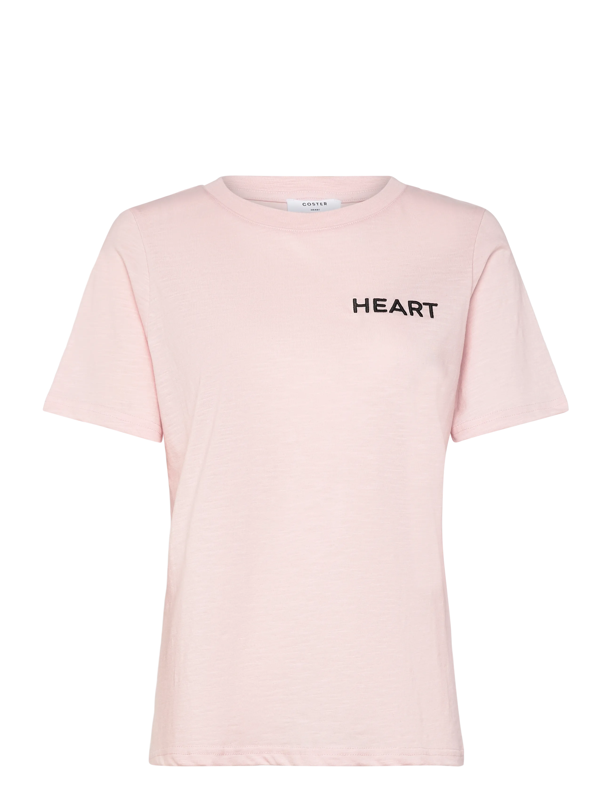 Coster Copenhagen Tee with Heart embroidery - Coster Copenhagen - DAISY PINK / pink/rose