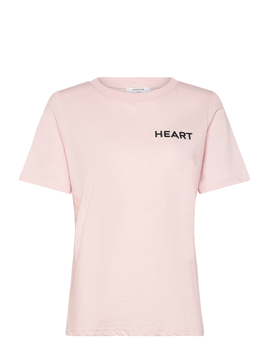 Coster Copenhagen - Tee with Heart embroidery - t-shirts - daisy pink - 1