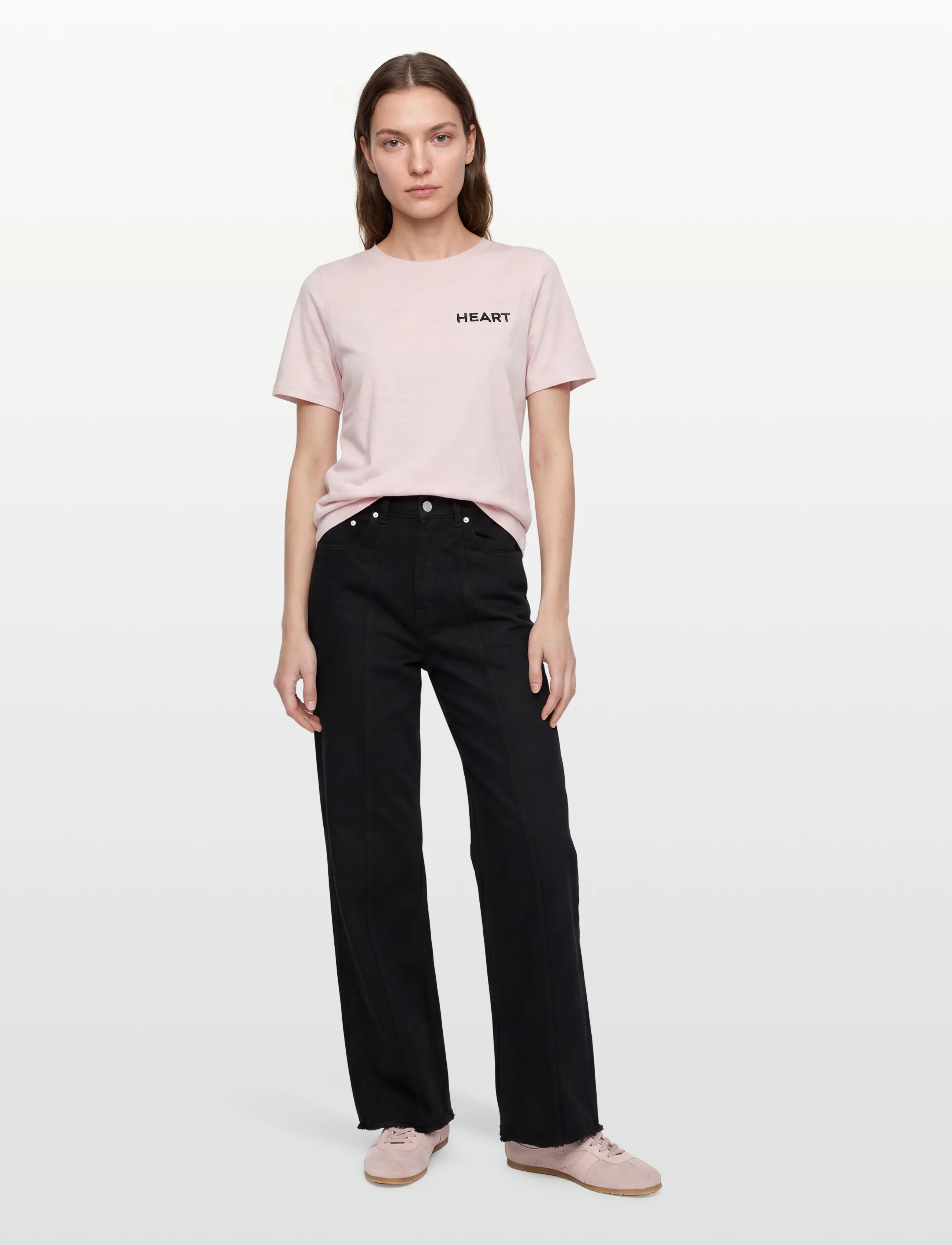 Coster Copenhagen Tee With Heart Embroidery, XXL, Pink, T-Shirts & Toppe > Kortærmede, Dame