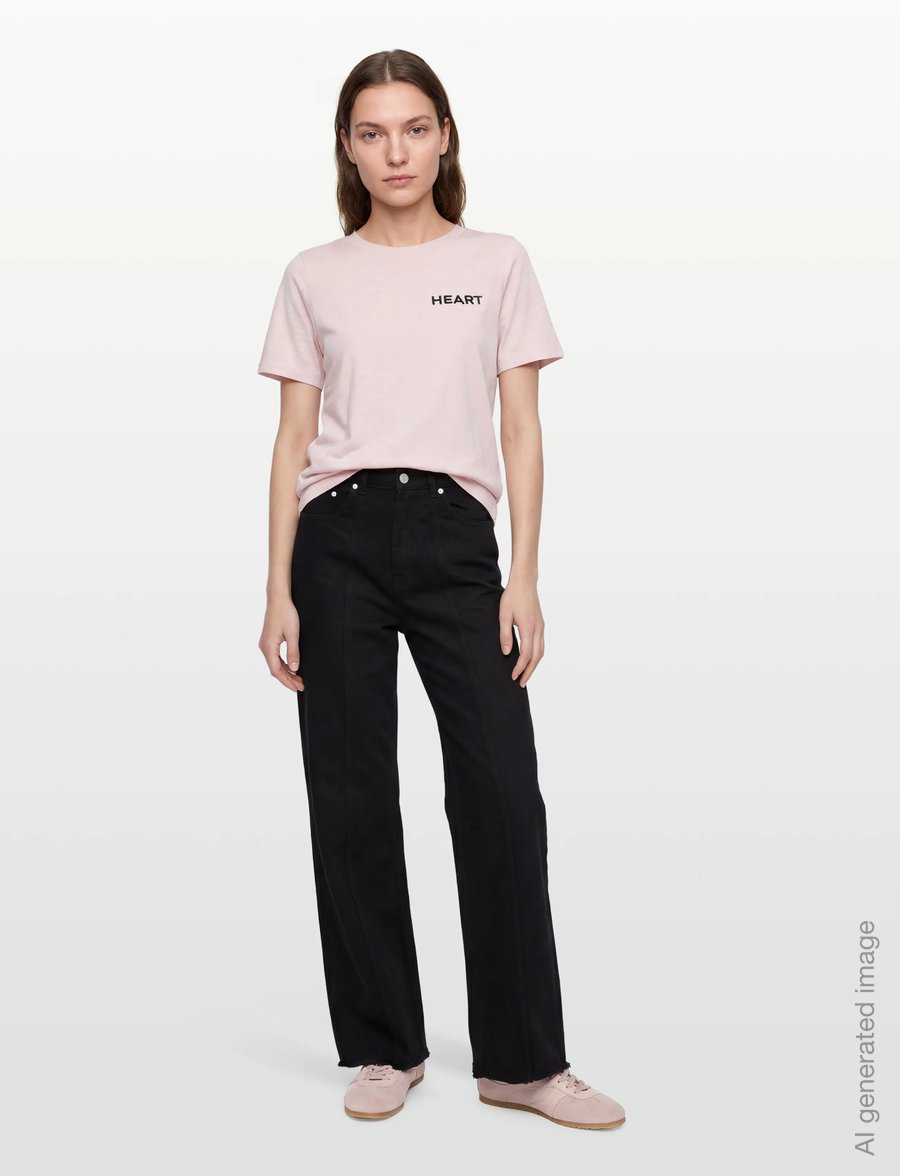 Coster Copenhagen - Tee with Heart embroidery - t-shirts - daisy pink - 0