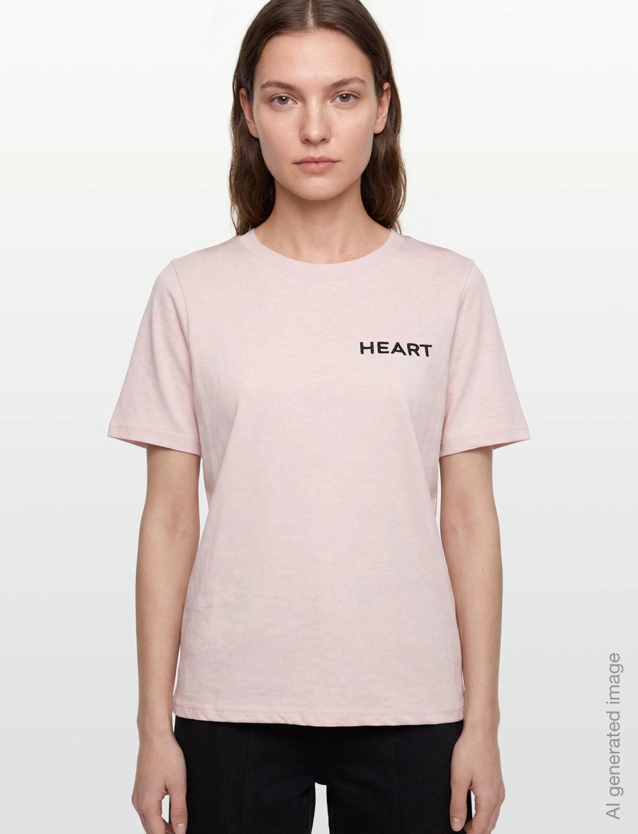Coster Copenhagen - Tee with Heart embroidery - t-shirts - daisy pink - 3