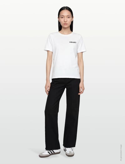 Coster Copenhagen Tee with Heart embroidery - T-krekli - WHITE / white