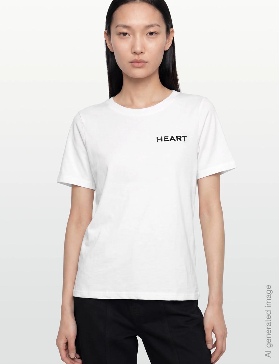 Coster Copenhagen - Tee with Heart embroidery - t-särgid - white - 3