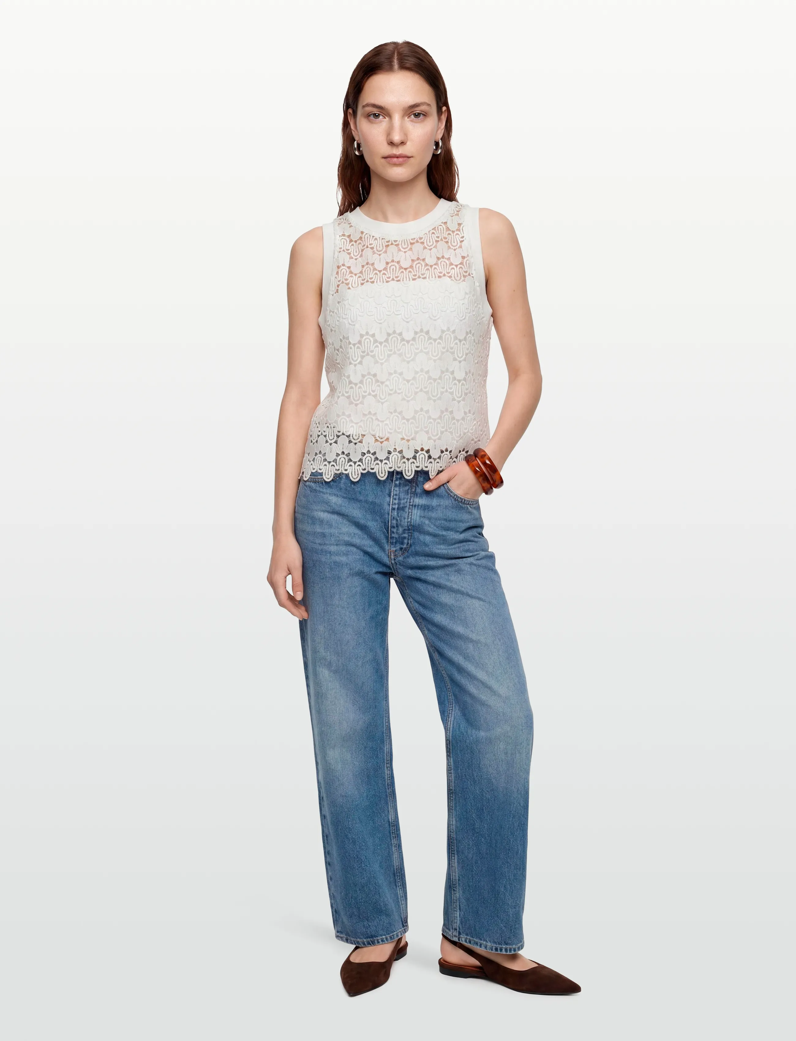 Coster Copenhagen Lace Top, Kvinder, Blonde Top, Hvid, Str: 40