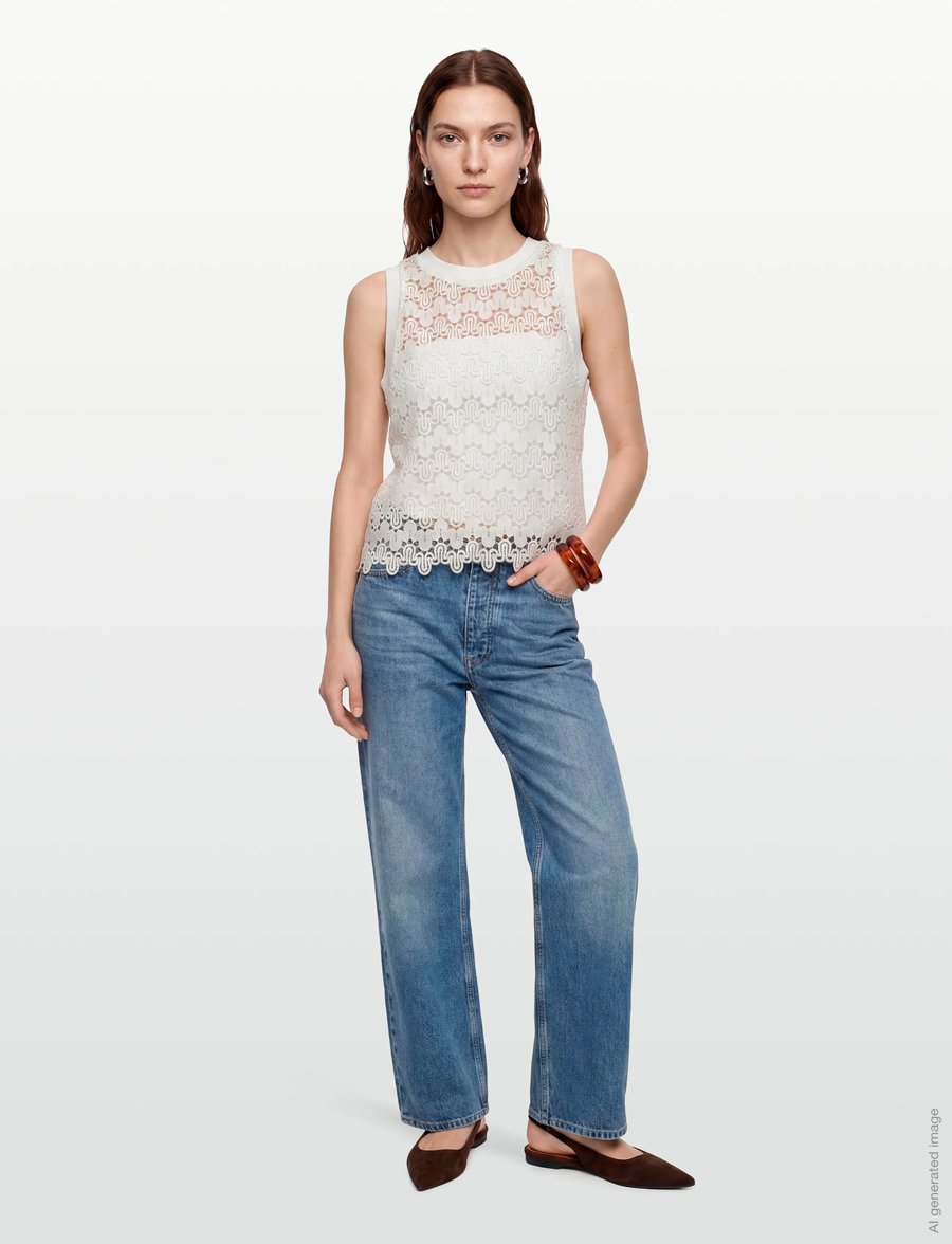 Coster Copenhagen - Lace top - lühikesed topid - white - 0