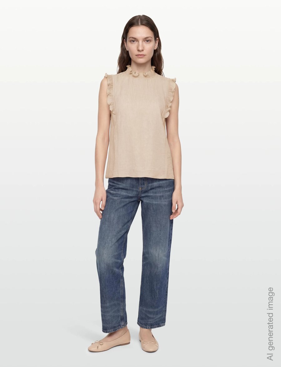 Coster Copenhagen - Top with ruffles - varrukateta pluusid - moon rock - 0