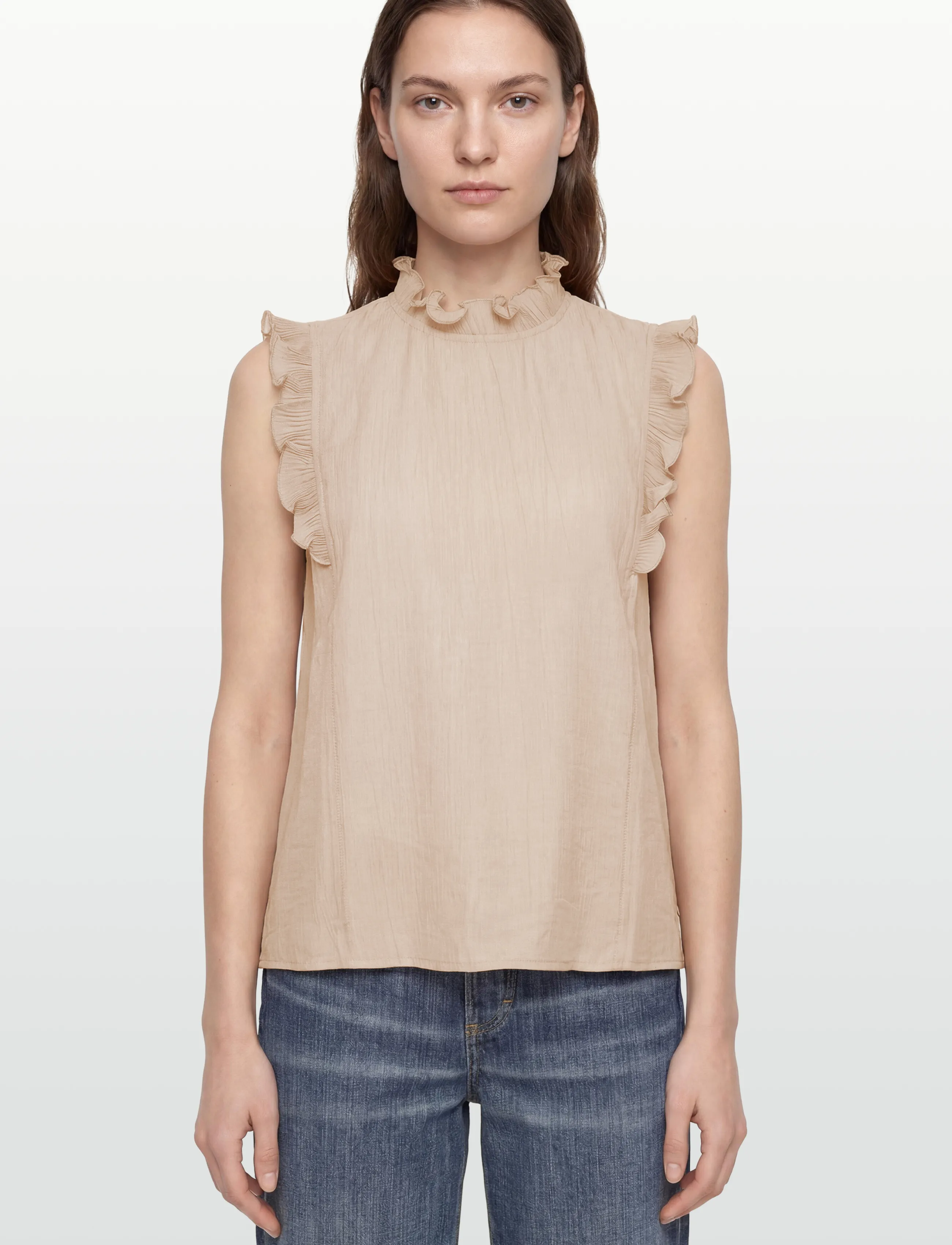 Coster Copenhagen - Top with ruffles - Ærmeløse bluser - moon rock - 3