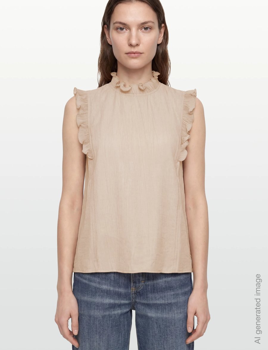 Coster Copenhagen - Top with ruffles - varrukateta pluusid - moon rock - 3