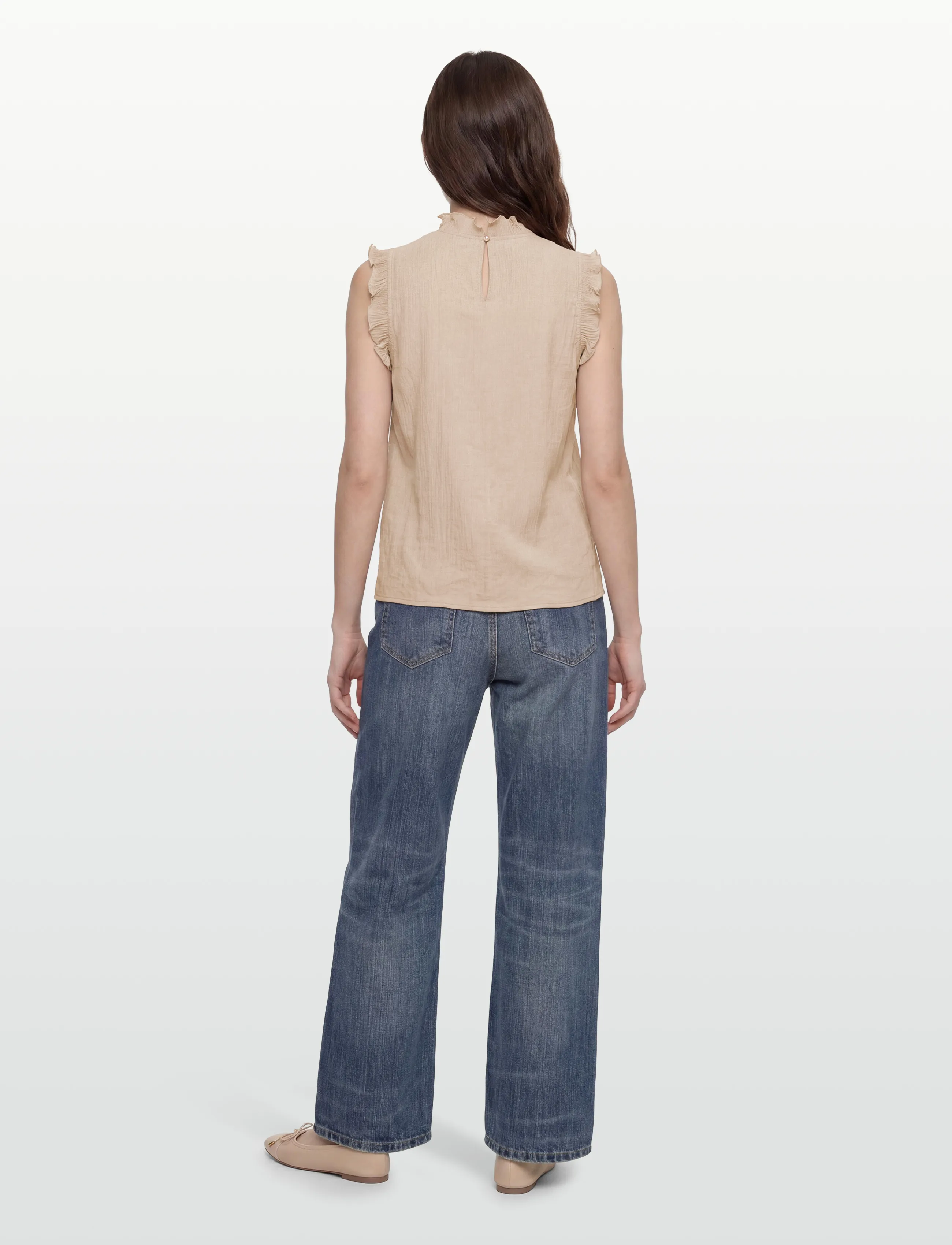 Coster Copenhagen - Top with ruffles - Ærmeløse bluser - moon rock - 4