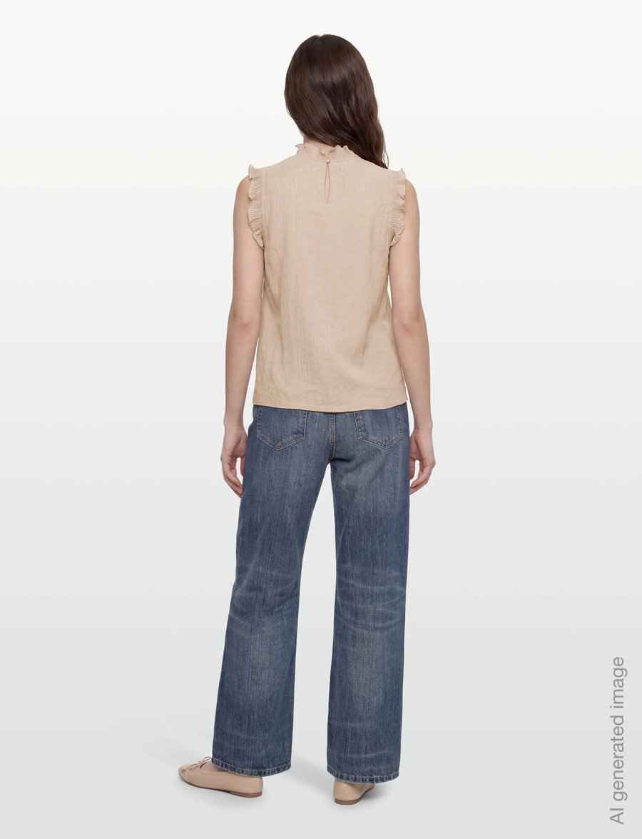 Coster Copenhagen - Top with ruffles - varrukateta pluusid - moon rock - 4